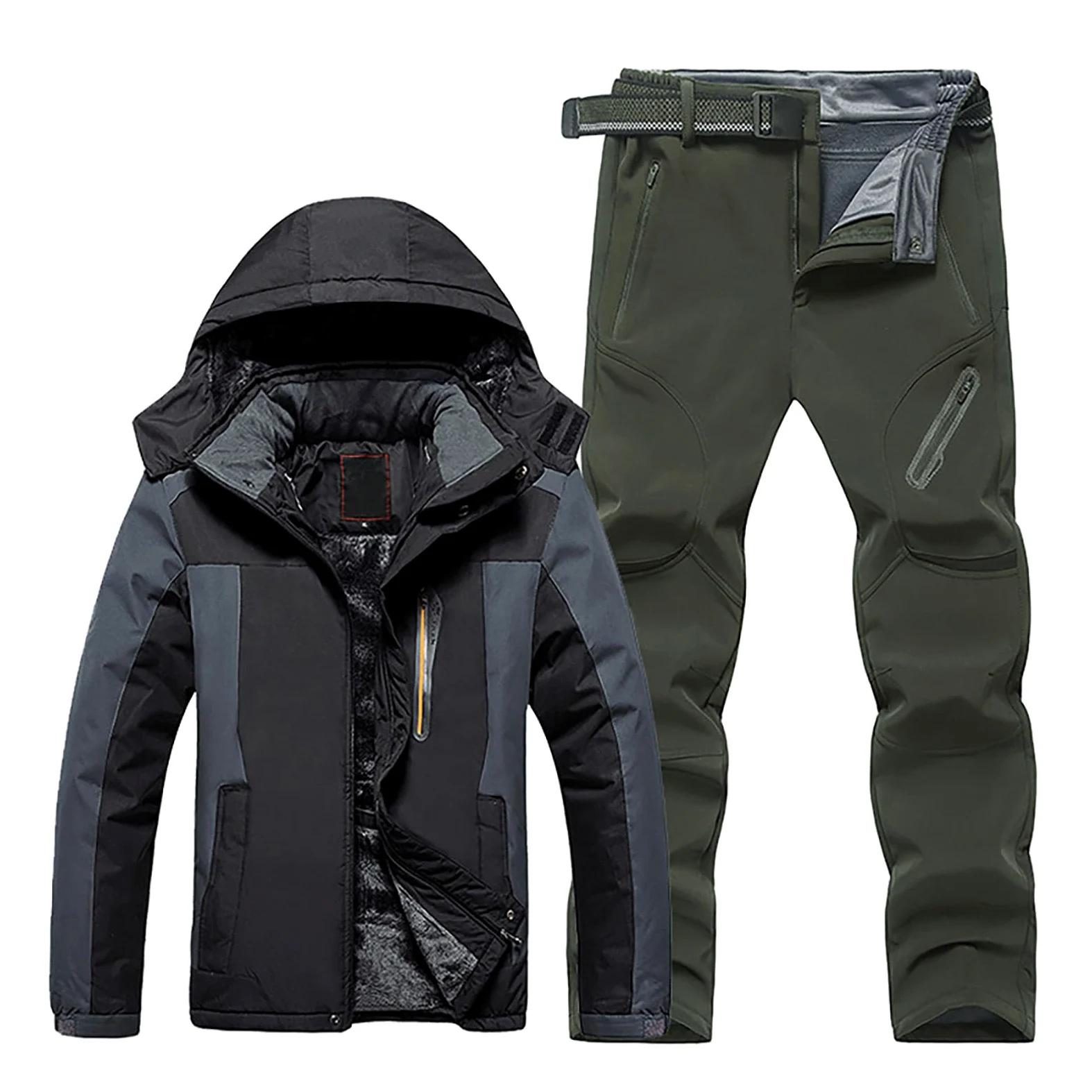 Generisch 2026 Chubasquero para hombre, talla grande, abrigo de invierno para senderismo, chaqueta de lana cálida, conjunto de senderismo al aire libre, 5XL, 9XL