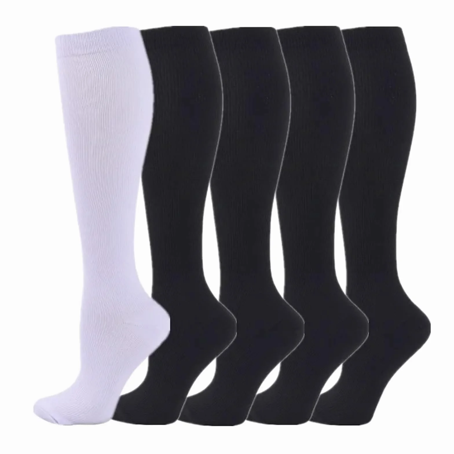 Medias Compresion Hombre 5 pares de calcetines compresión for hombre, deportivos for correr, hasta la rodilla, 20-30 mmHg, médicos for venas varicosas y edemas for mujer