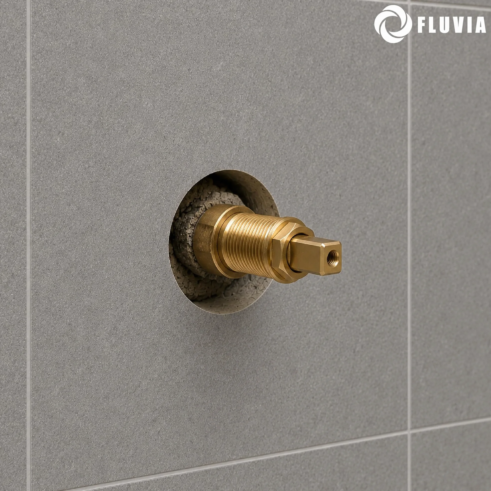 FLUVIA Embellecedor Llave Paso Mando Palanca Zamak Cromado Pulido 69x54 mm Compatible Ducha Grifo Empotrado Dorado