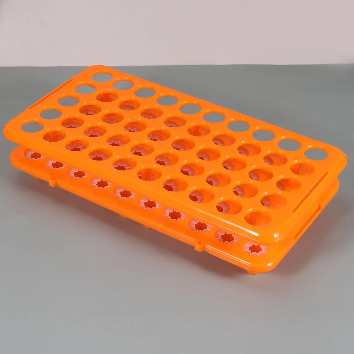 Soporte para Tubos de Ensayo Gradilla 50 Ranuras Junta de Silicona Estante Laboratorio