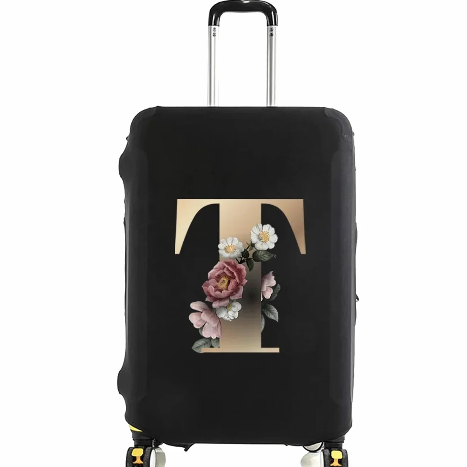 Fundas Protectoras for Maletas de Viaje, Protector Equipaje elástico Grueso for 18 "-28", Funda Bolsa con Letras Doradas Impresas, 2 uds para Maletas(Black T,L)