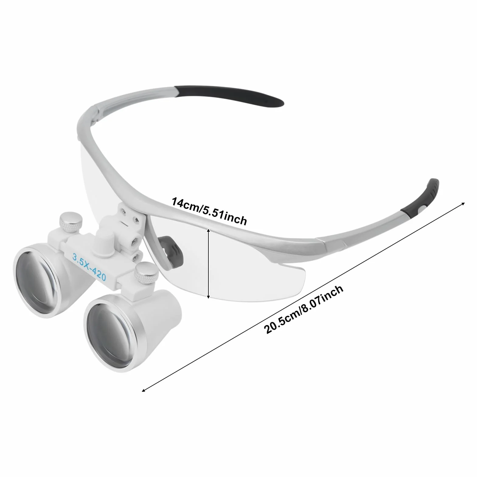 Gafas de lupa para dentista con faro LED 3.5x 420 mm