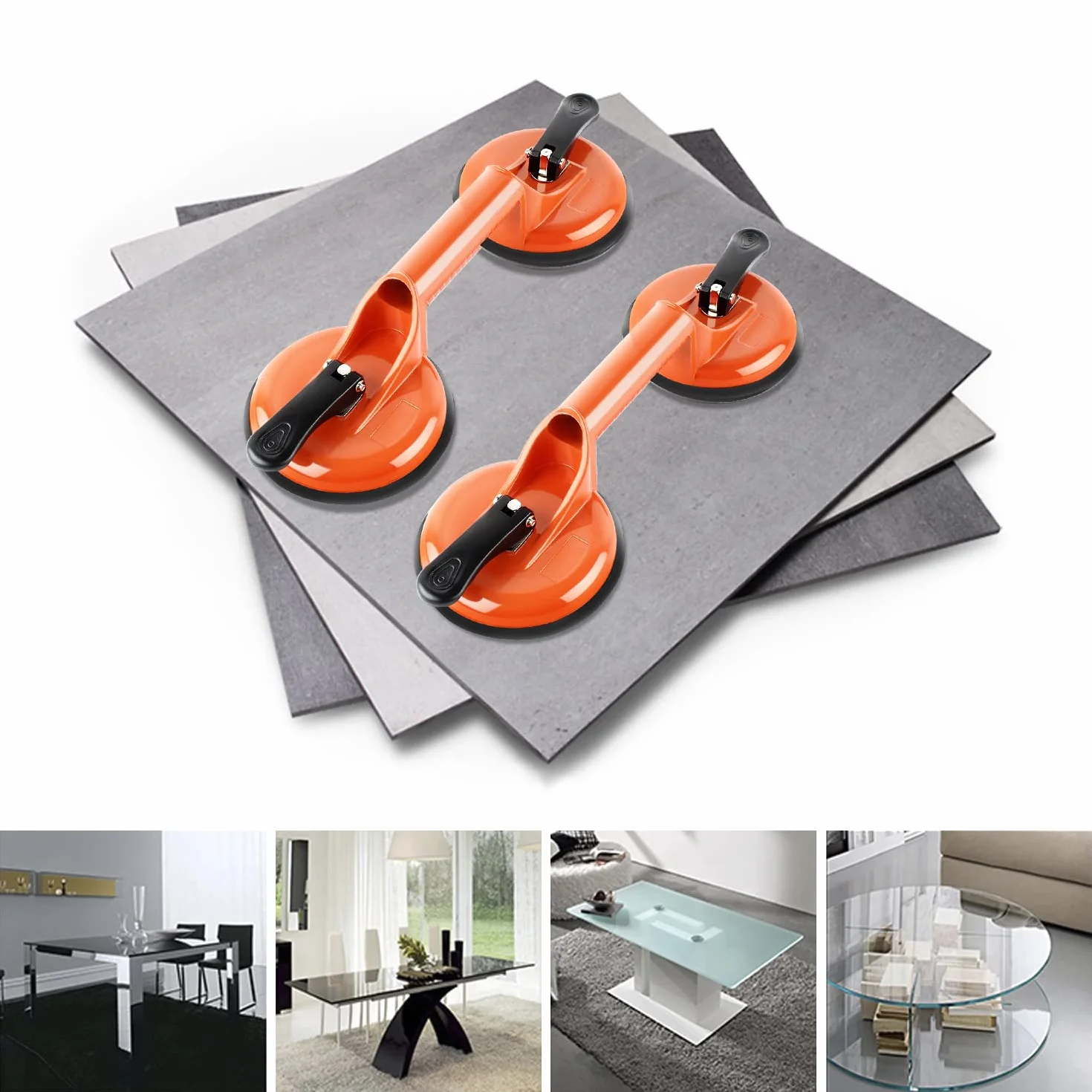 Forever Speed Ventosa de succión de cristal 105 kg 118 mm aluminio naranja 2 unidades