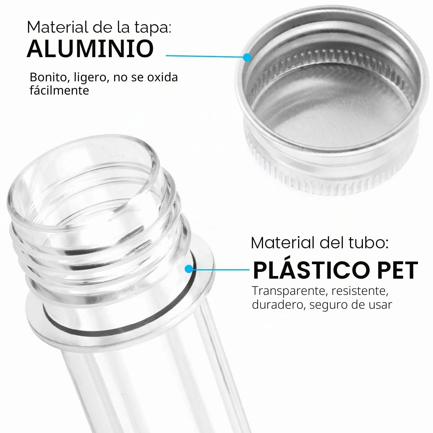 KAHEIGN 60 Piezas Tubos de Ensayo de Plástico 45ml con Gorras Transparentes para Especias Dulces