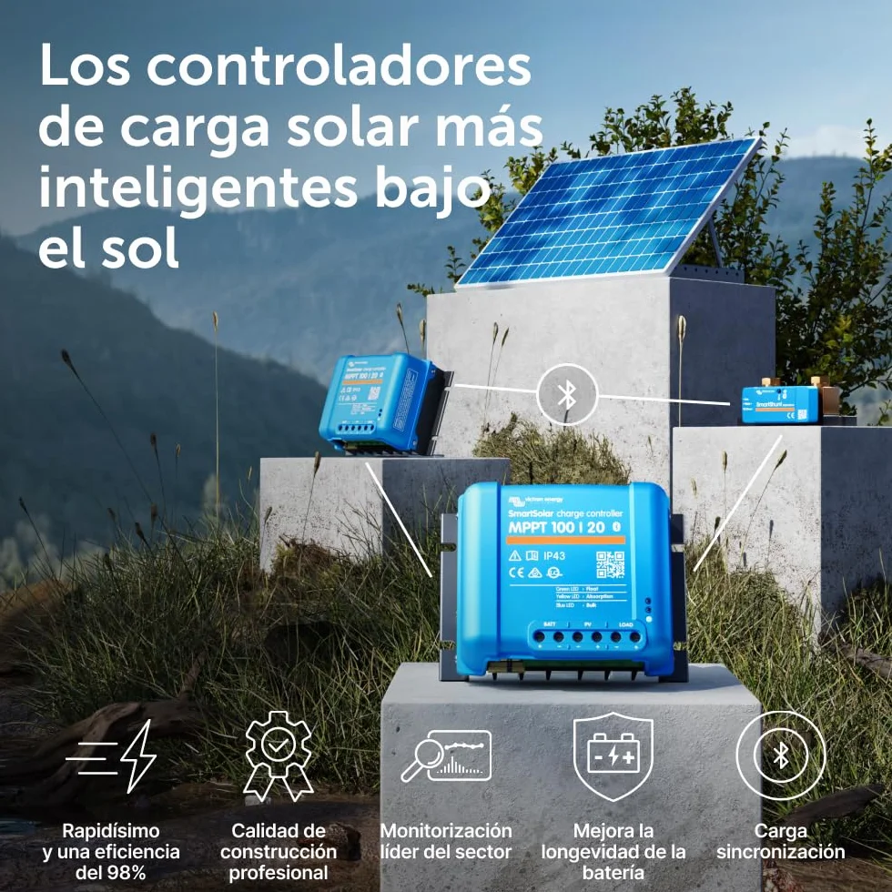 Victron Energy SmartSolar MPPT Controlador de Carga Solar 100V 20A 12/24/48V Bluetooth