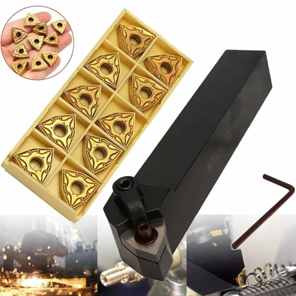 SPORTARC Juego de herramientas de acabado de metal, soporte de torneado de 20 mm con inserciones de carburo