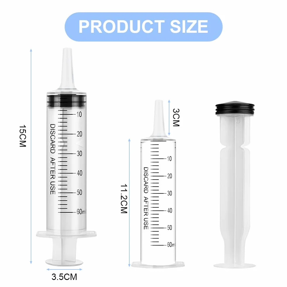 OFFCUP Jeringa de Plástico 60ml 4pcs Jeringas Medidoras con Tapa Reutilizable para Laboratorios