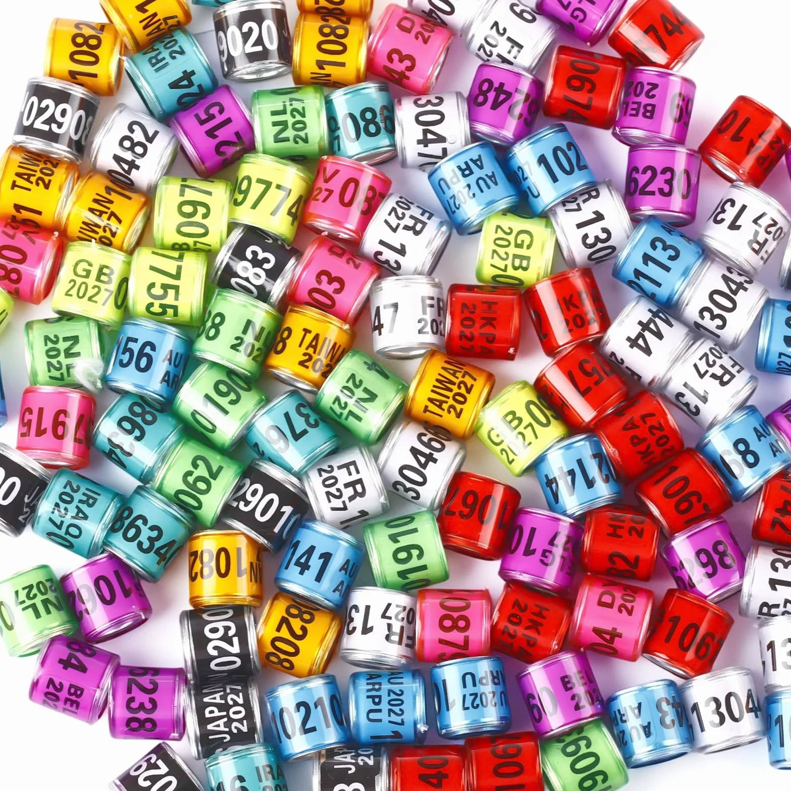 Anillos de aluminio para patas de paloma 10 colores identificación bandas 2026