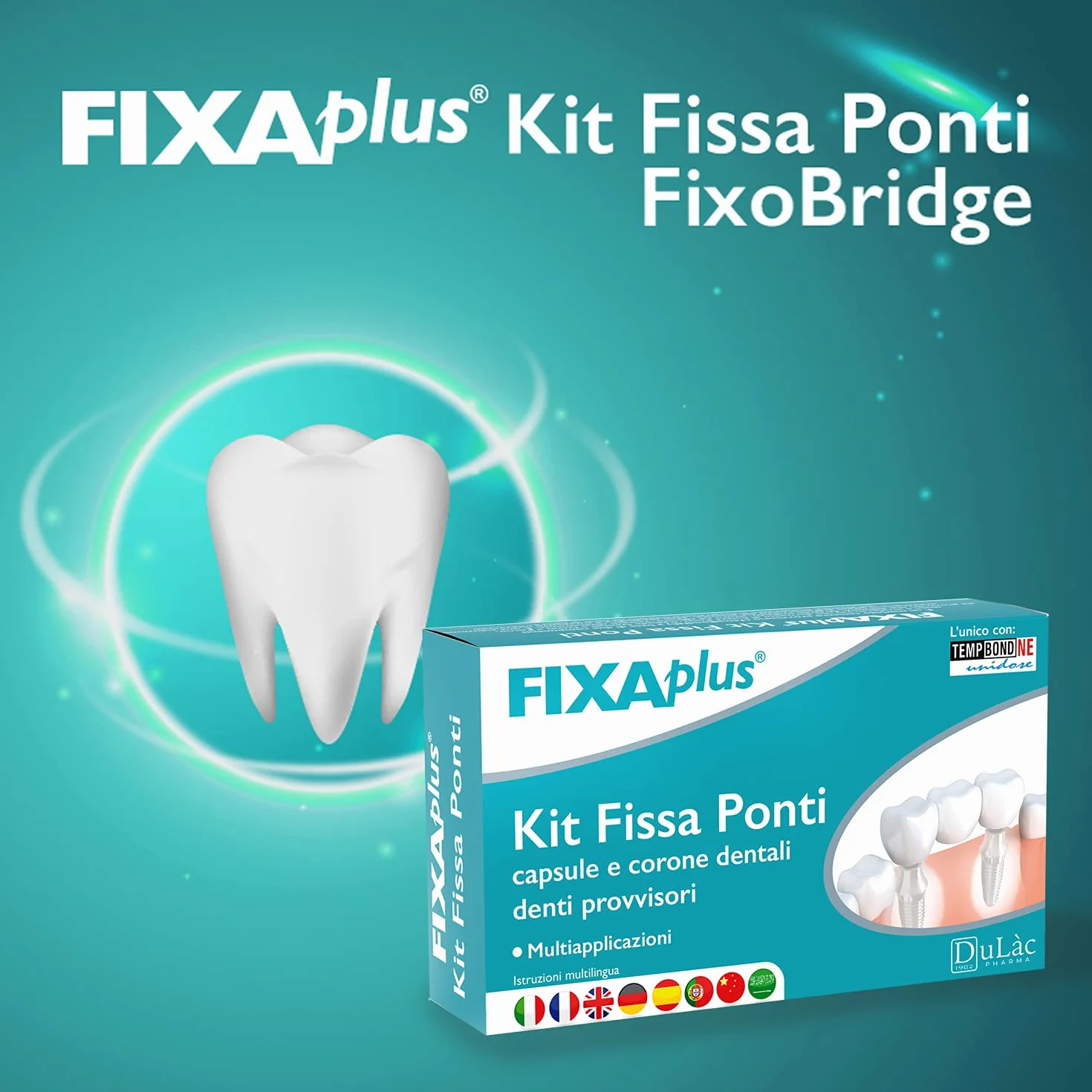 Kit con Cemento Dental Provisional para Implantes, Coronas y Puentes, Composite Autopolimerizable
