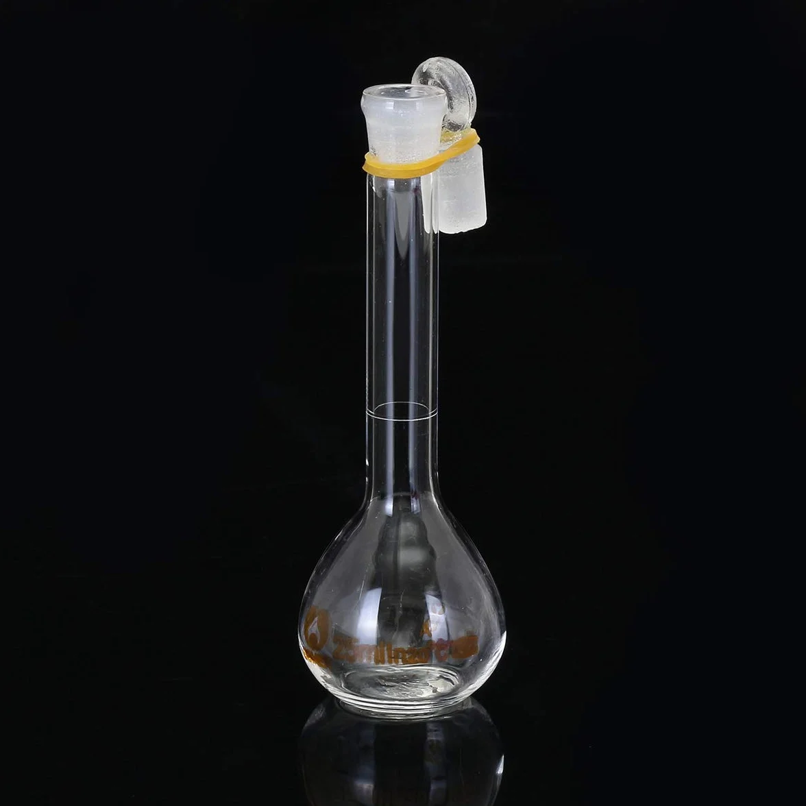 Frasco volumétrico de vidrio 25ml con tapón de cristal química redondo