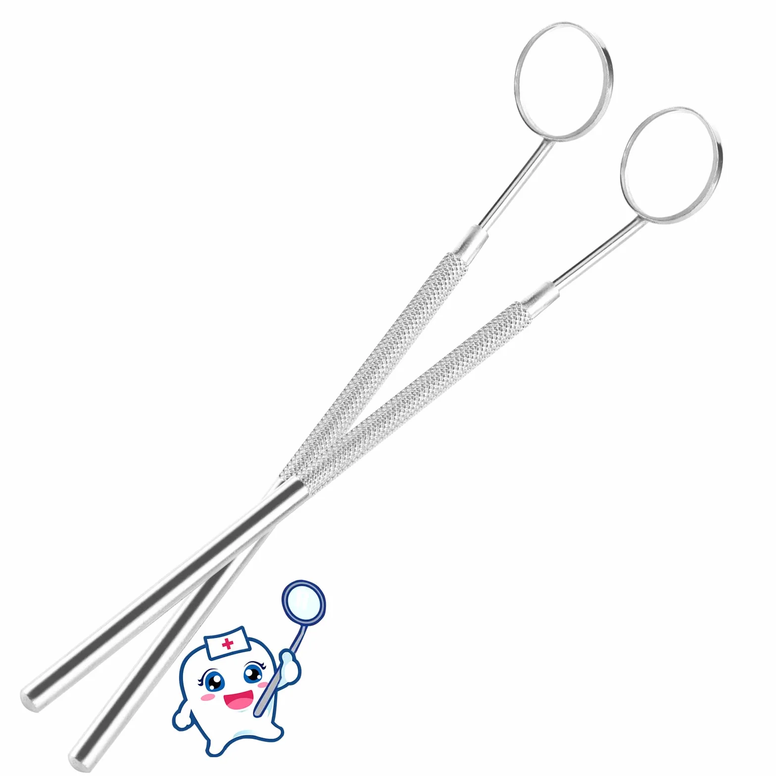 Espejo Dental de Acero Inoxidable, Espejo de Inspección para Extensiones de Pestañas, Herramientas de Dentista (2PCS)