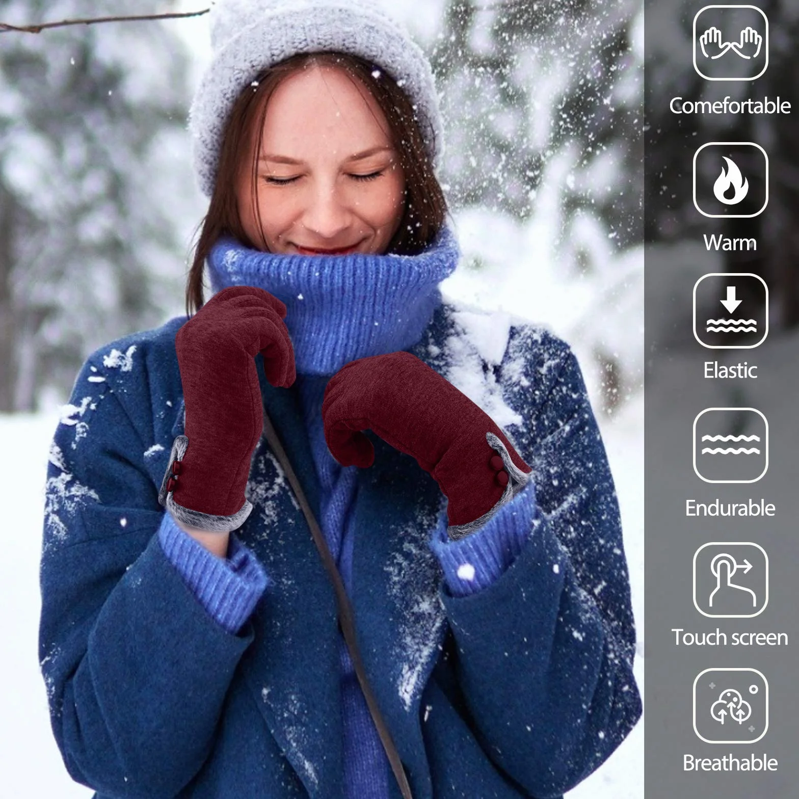 Alikiai Guantes Termicos Mujer Invierno Tactil con Forro Polar
