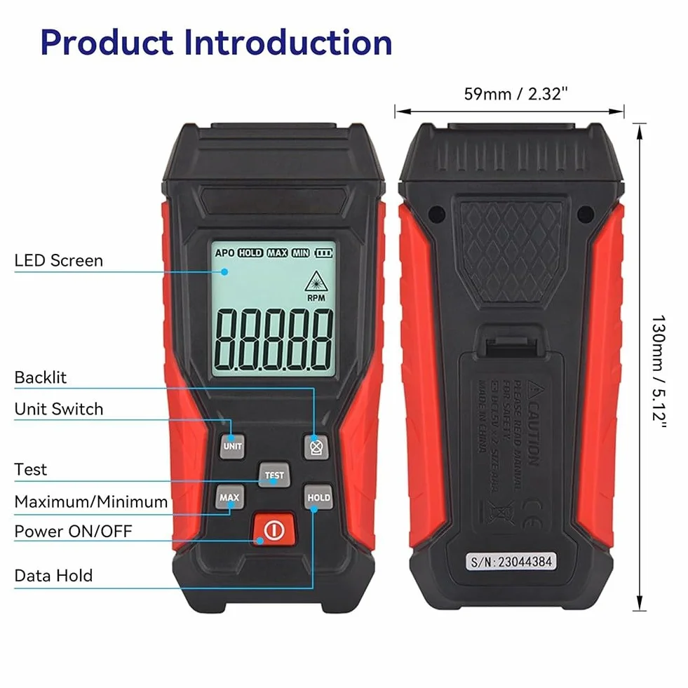 Tacómetro digital TA500A sin contacto 3-100000 RPM retroiluminación LED
