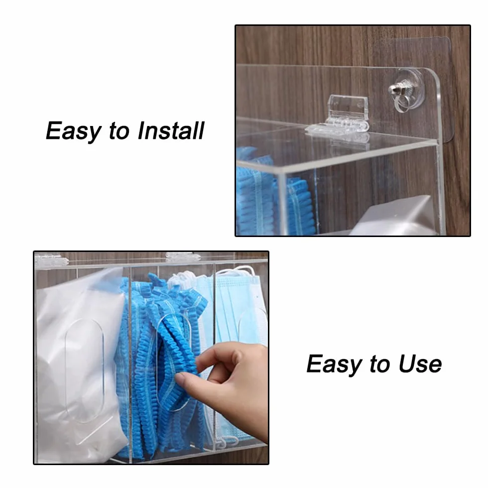 SagaSave Dispensador de máscaras faciales acrílicas desechables contenedor almacenamiento guantes