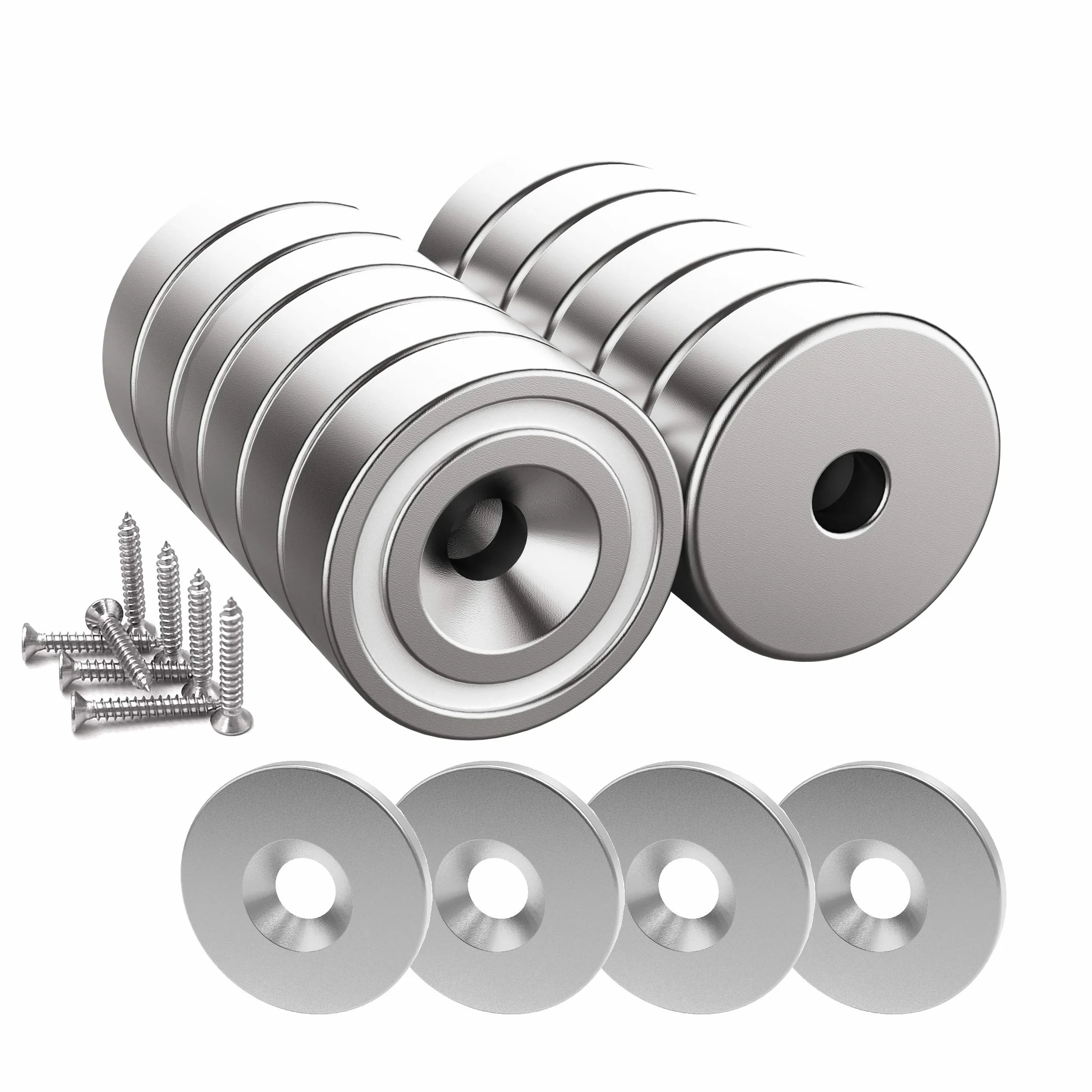 Magnetpro Imanes Neodimio 10 kg Fuerza 20 x 7 mm con Orificio y Cápsula Avellanado
