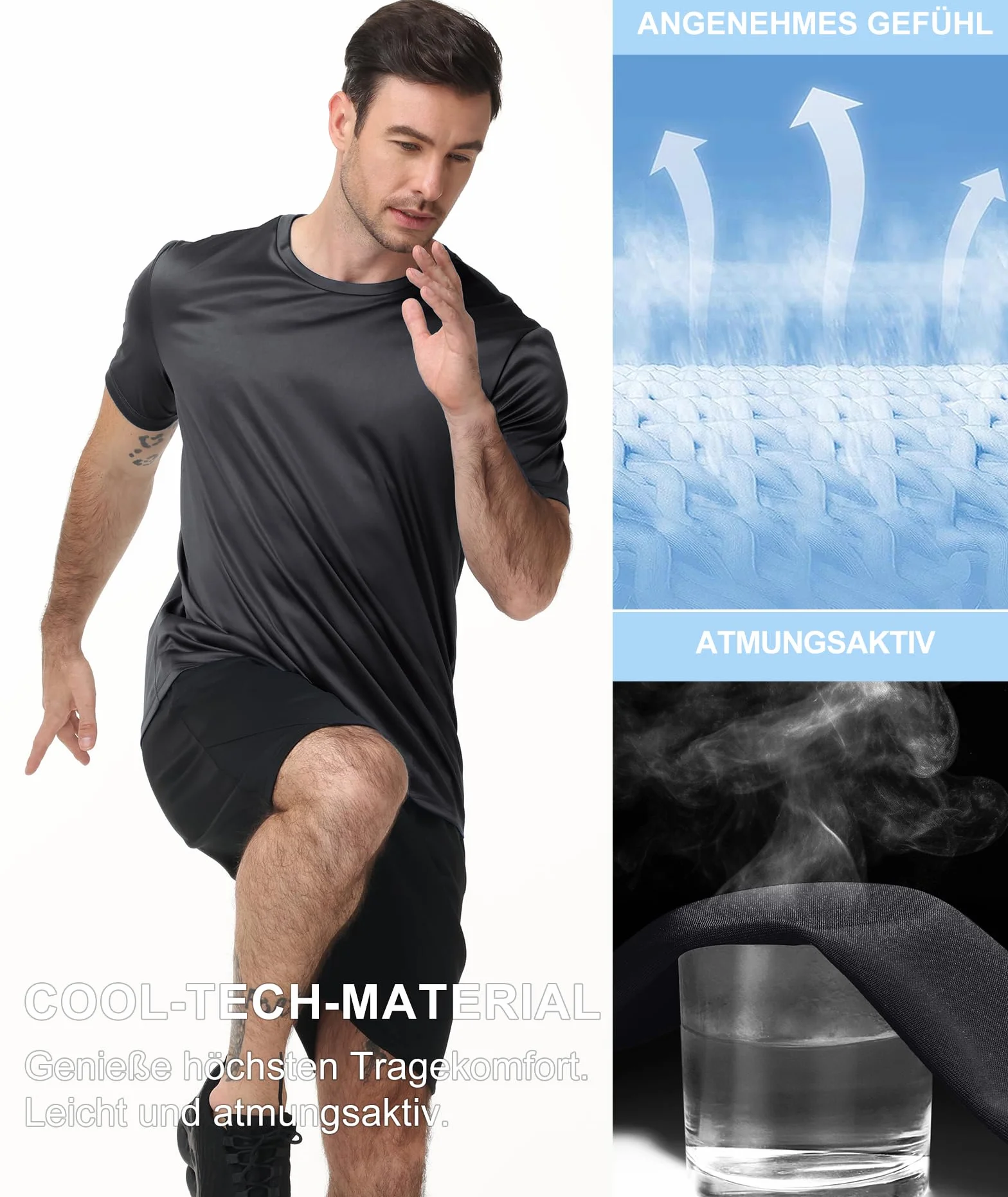 ZITY Rashguard UPF 50+ Manga Corta Hombre Deportes Acuáticos Secado Rápido Transpirable