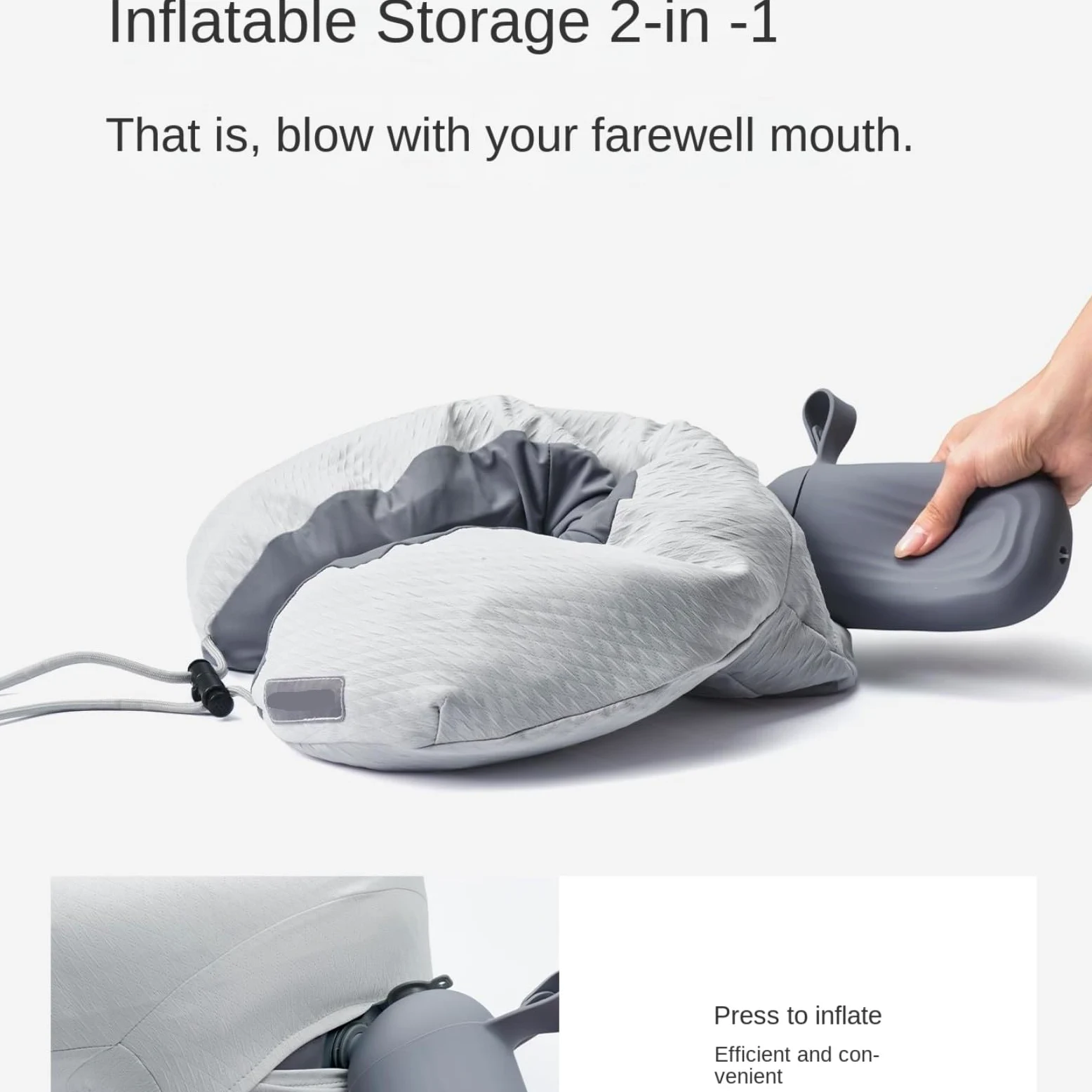 Cojin Cuello Viaje Almohada Inflable En Forma De U, Portátil, For El Cuello, For Viajes En Avión Almohada Avion