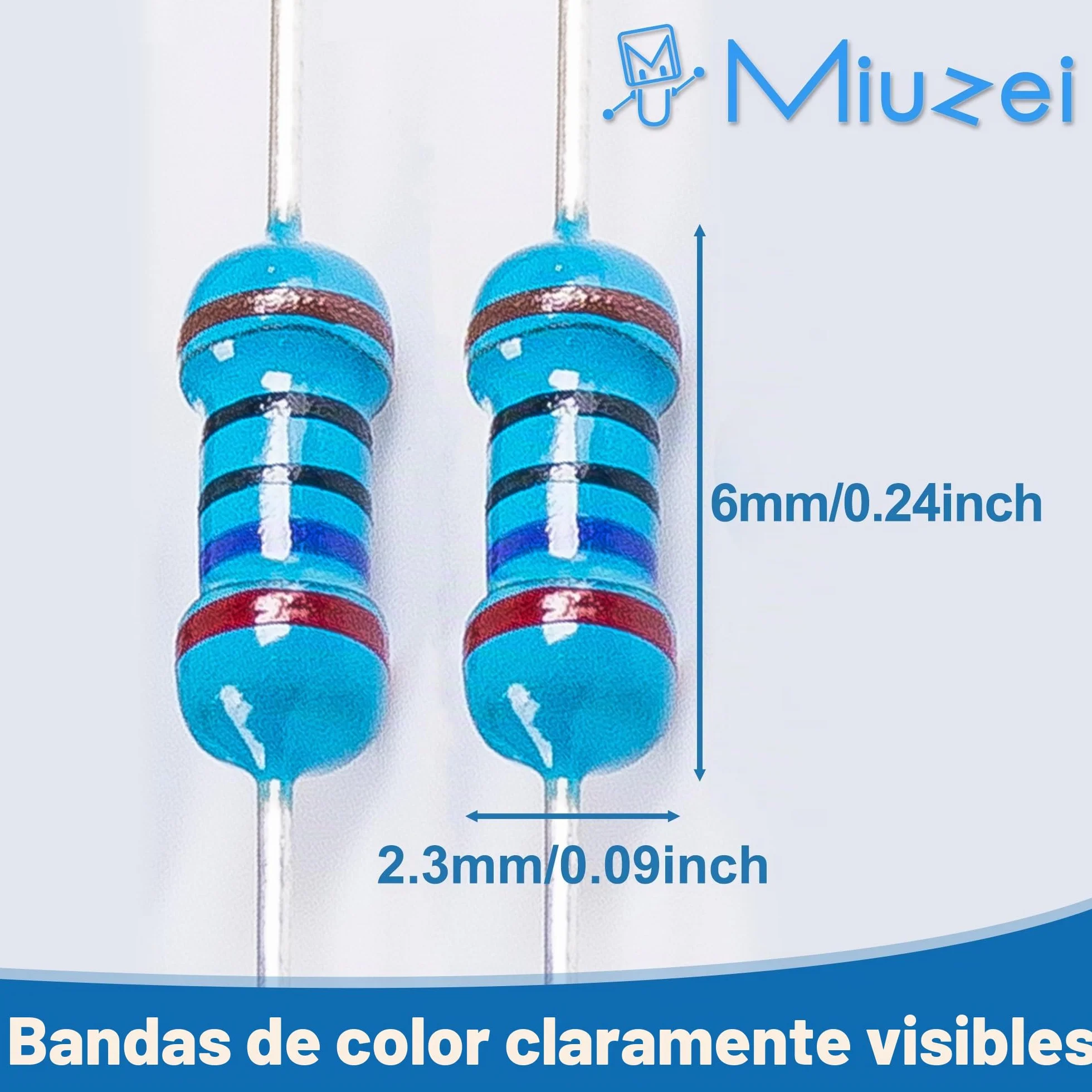 Miuzei 1475 Piezas Surtido de Resistencias Electronica Kit 1/4W ±1% 0 Ohm a 5.6M Ohm alta precisión