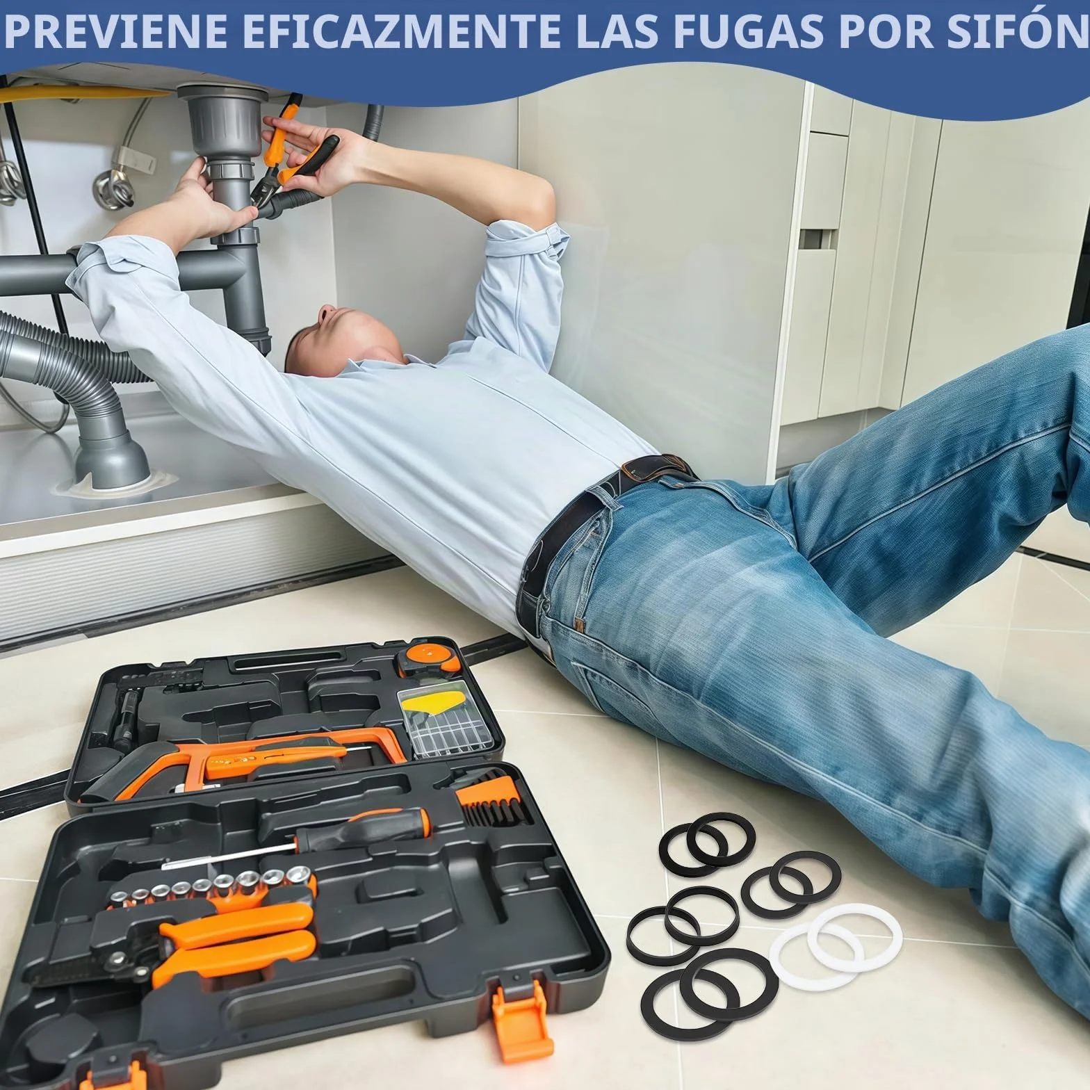 Junta Desague Fregadero 40mm 45mm 56mm 18 Piezas Juntas Planas y Cuñadas
