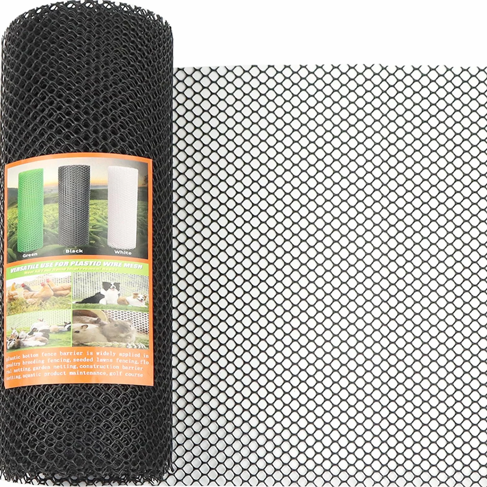 Plástico Negro Rollo de Malla de Alambre de Pollo de 8 mm para Jardín, Valla para Perro, Red de Aves