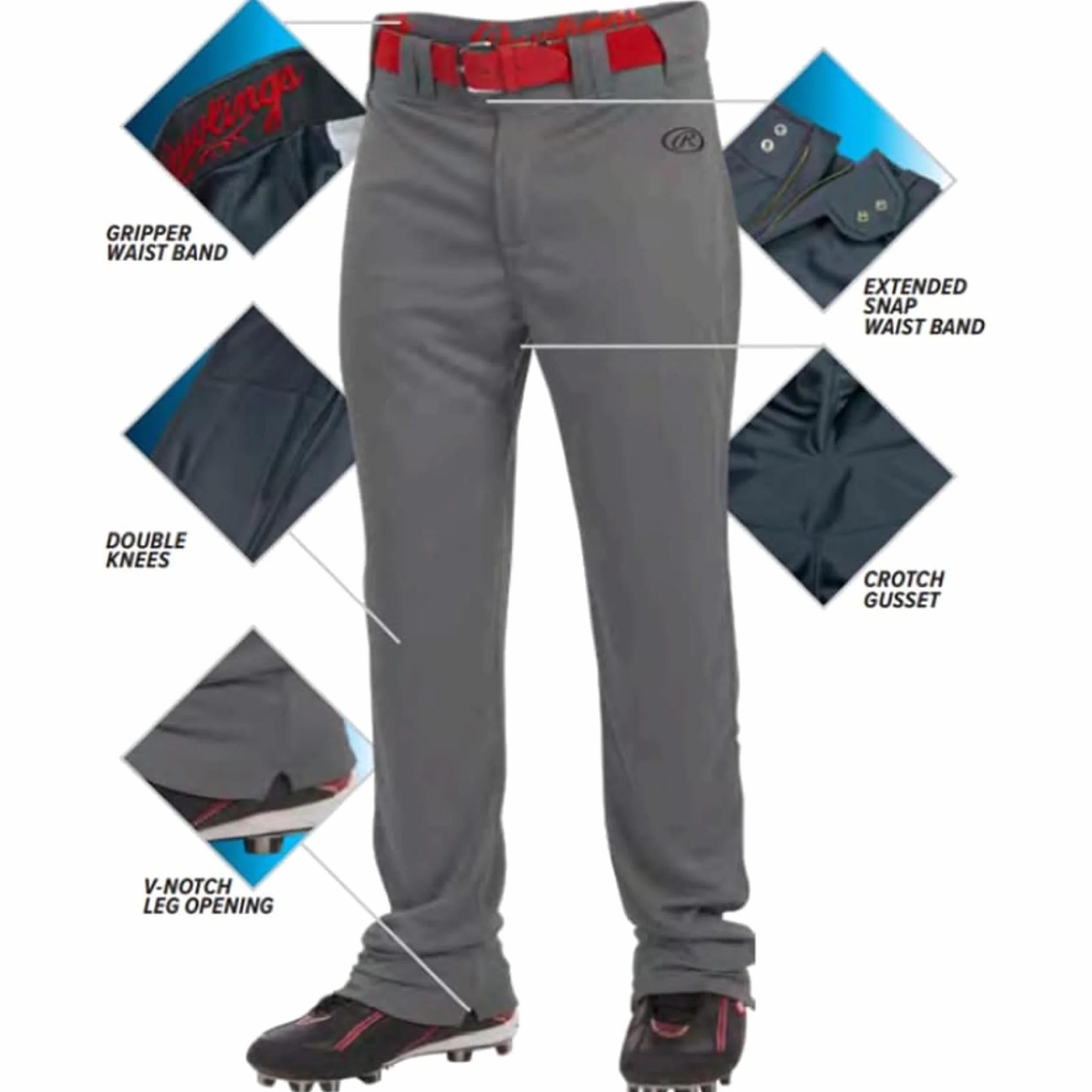 Rawlings Pantalones Vaqueros Rectos (Gerades Bein) Lanzamiento Juvenil, Gris, XS para Niños