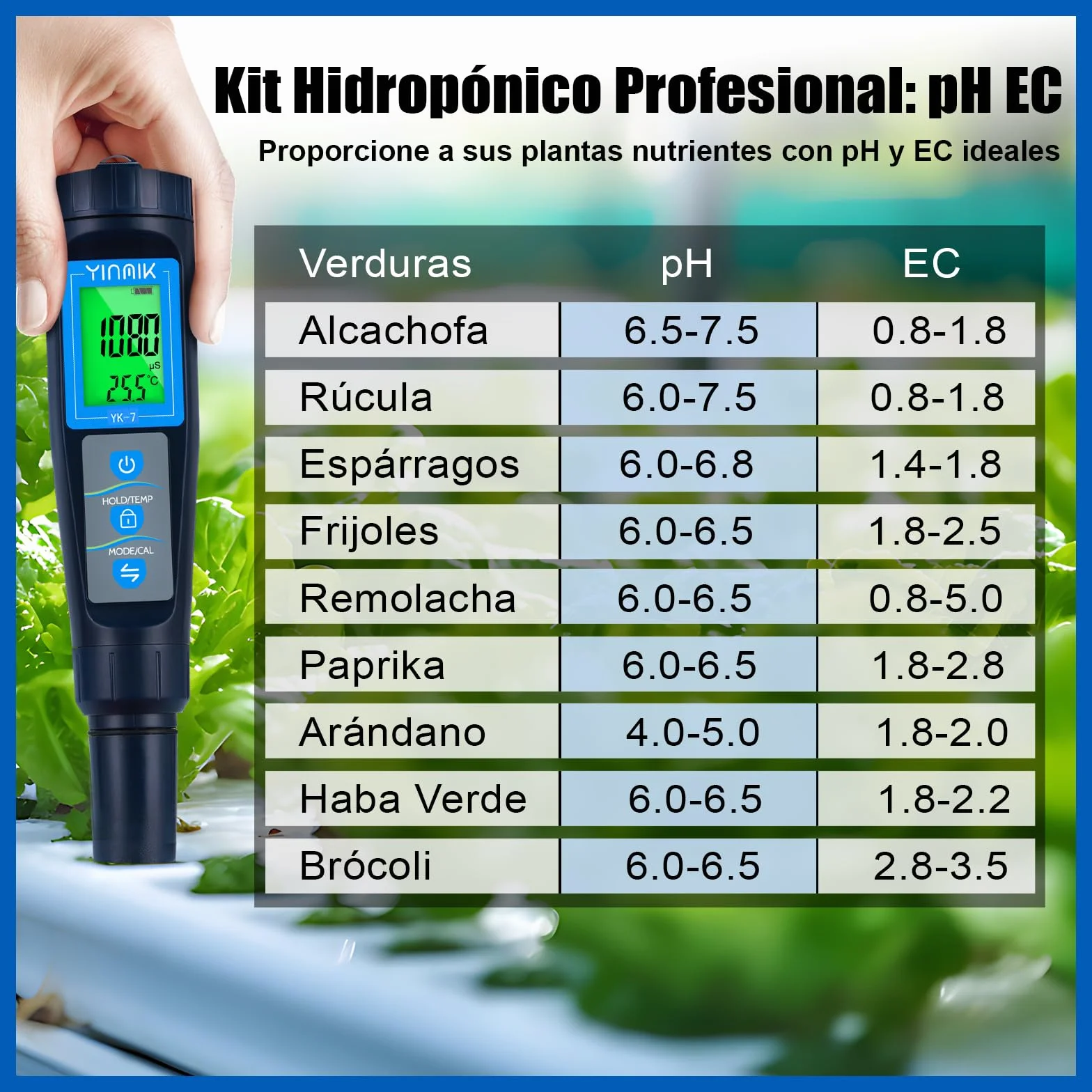 5 en 1 Medidor de pH Salinidad TDS EC Temp para Piscina de Agua Salada, Acuario Koi, Hidropónico