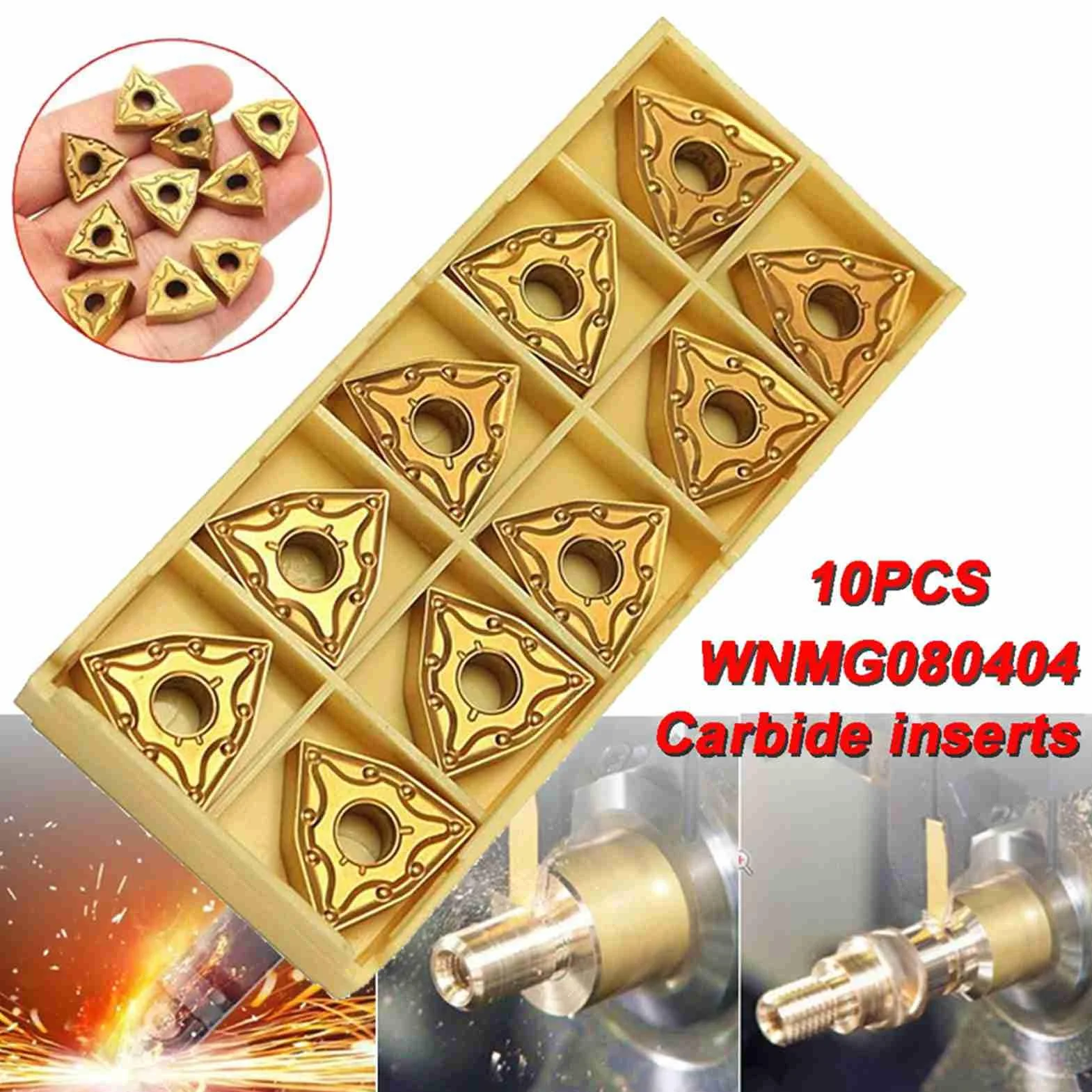 Juego de Portaherramientas de Torno de Metal MWLNR2020K08, 10 Piezas Inserto Carburo WNMG080404 para Hierro Fundido