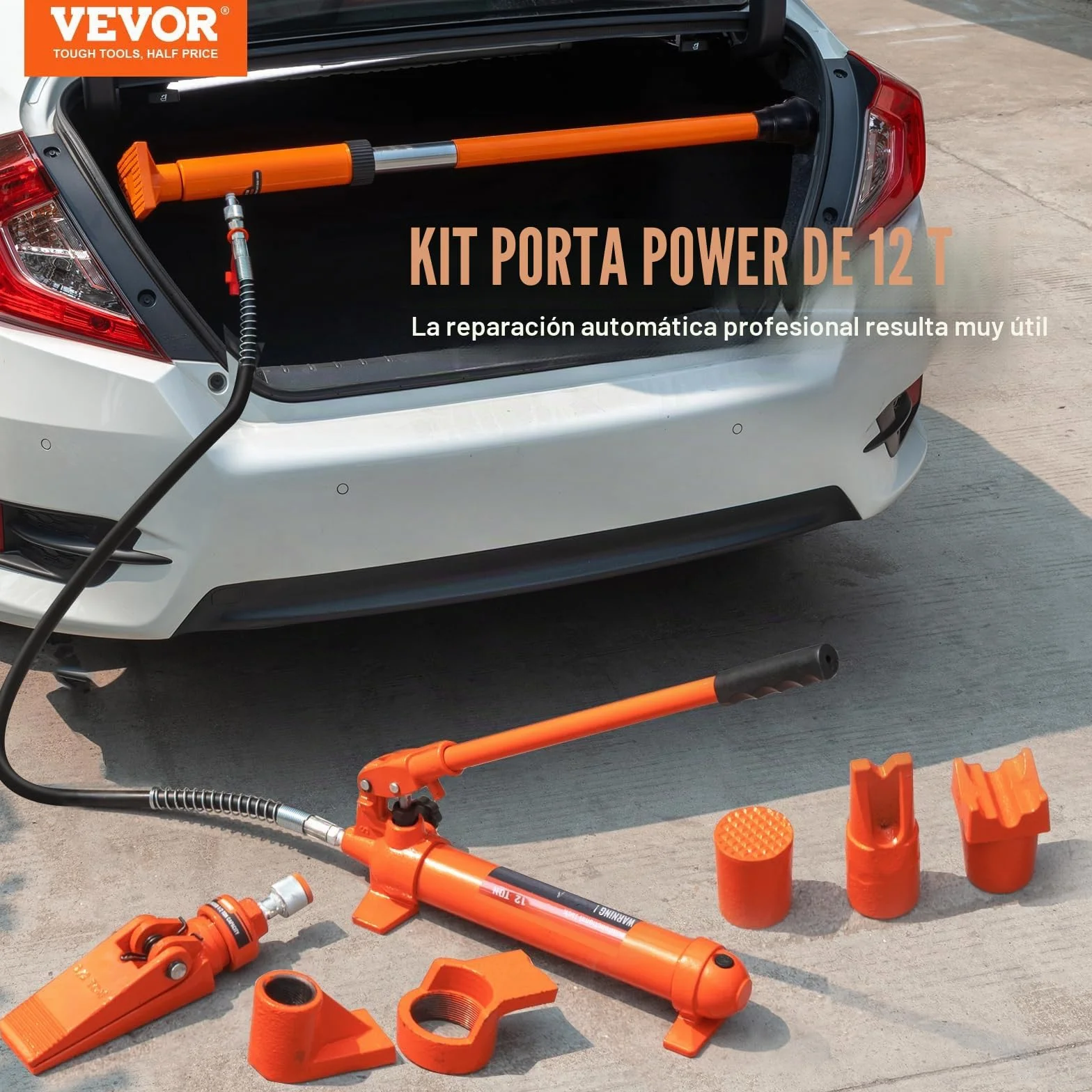 VEVOR Kit de Cilindro Hidráulico 12 T Gato Portátil con Manguera 1,4 m