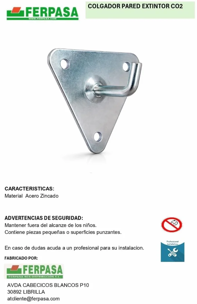 Soporte Metálico para Extintor CO₂ FERPASA® Montaje en Pared