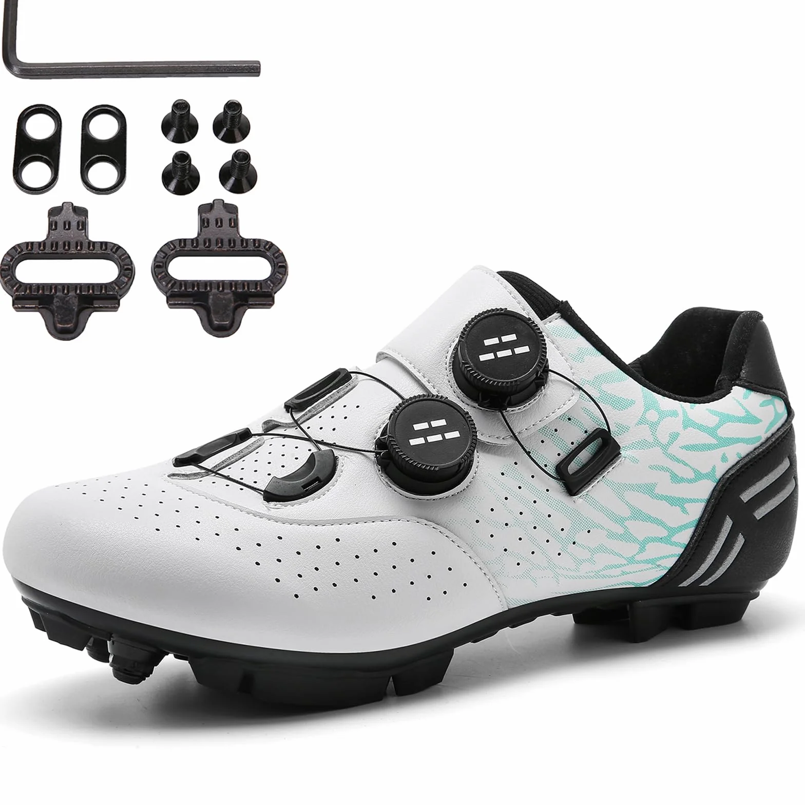 SDEQA Zapatilla de MTB Hombre, Zapatos Bicicleta de Montaña Compatible con SPD Pedales de 2 Tornillos con Calas Zapatilla de Ciclismo Unisex Adulto