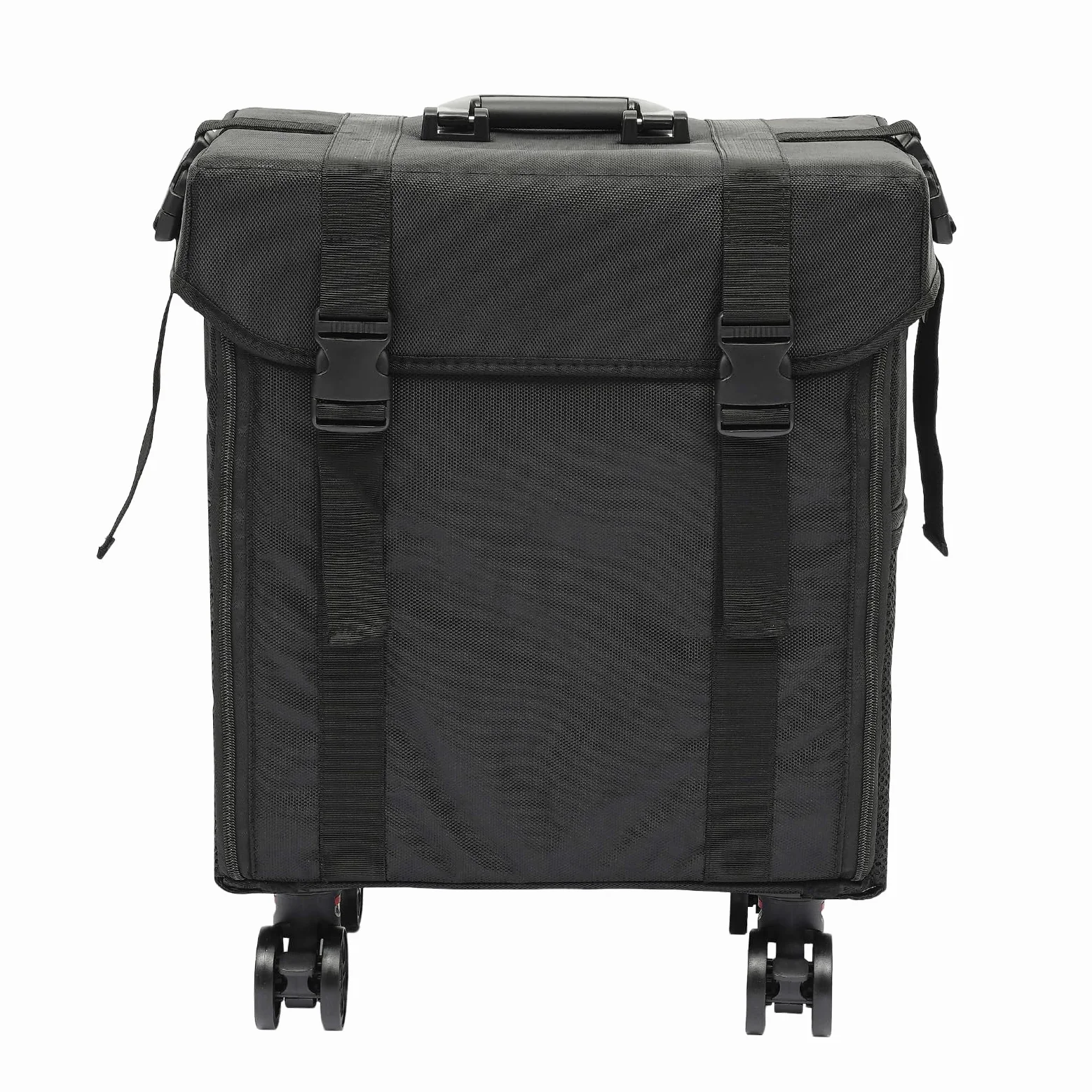 Maletín de maquillaje 2 en 1, maletín profesional de maquillaje con ruedas, maletín de maquillaje, maletín multiusos, ideal para viajes, peluquerías, idea de regalo, 38 x 29 x 42 cm, color negro