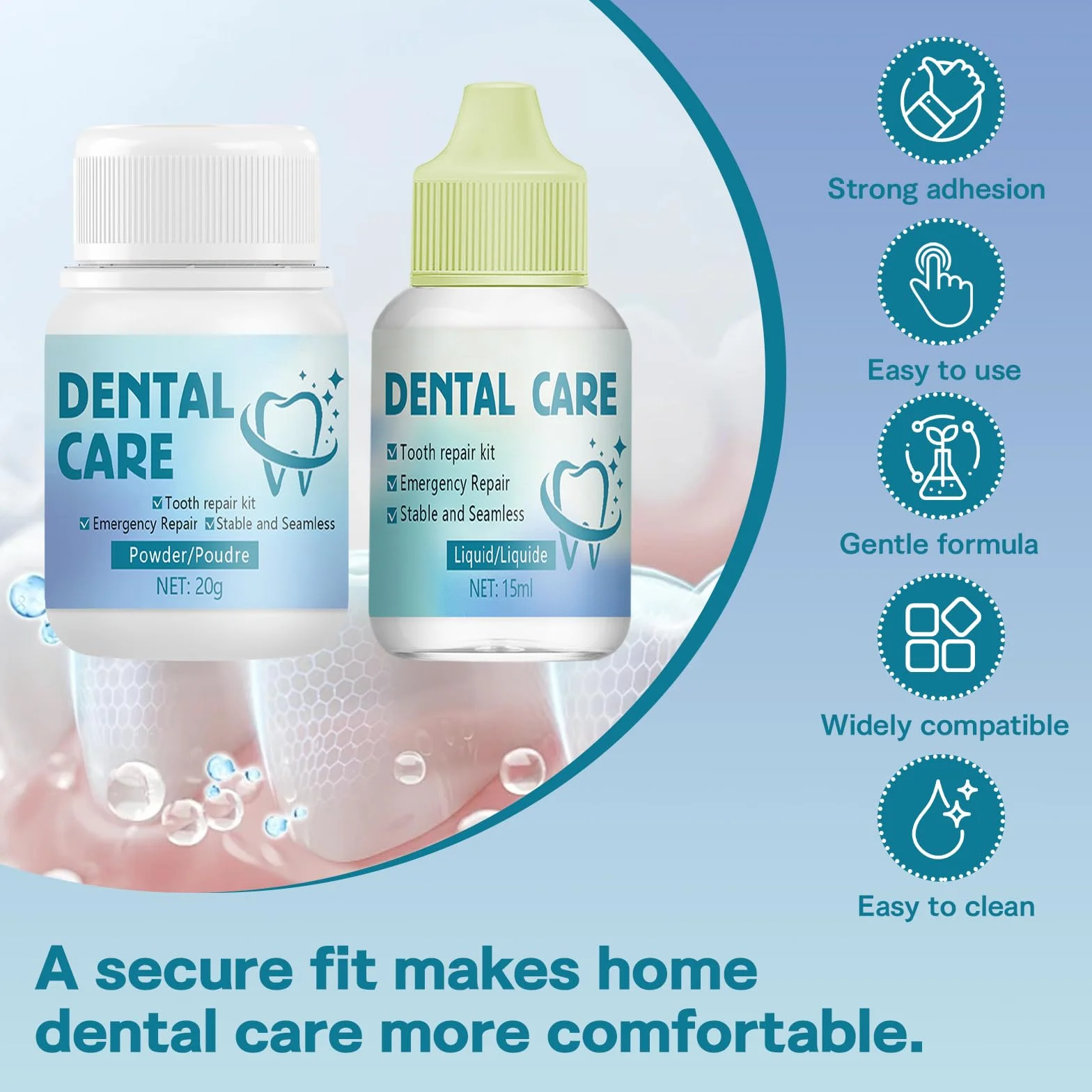 Cemento Dental Kit Reparación Relleno Temporal para Corona Puente Caries