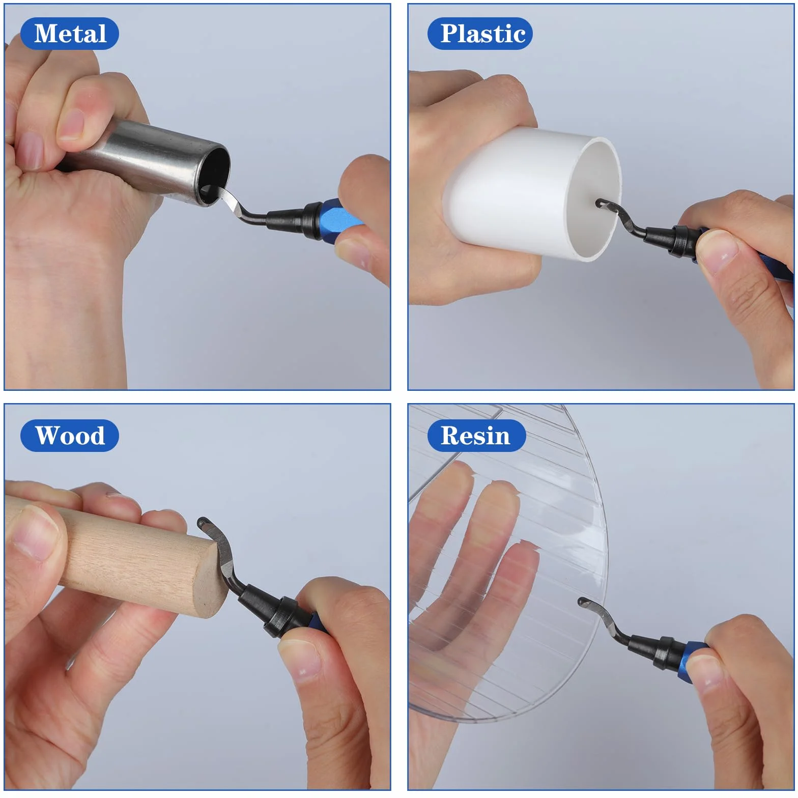KOMABLEN Desbarbador Metal Manual 21 Piezas con 20 Cuchillas HSS Mango Aleación Aluminio Giratorio 360°