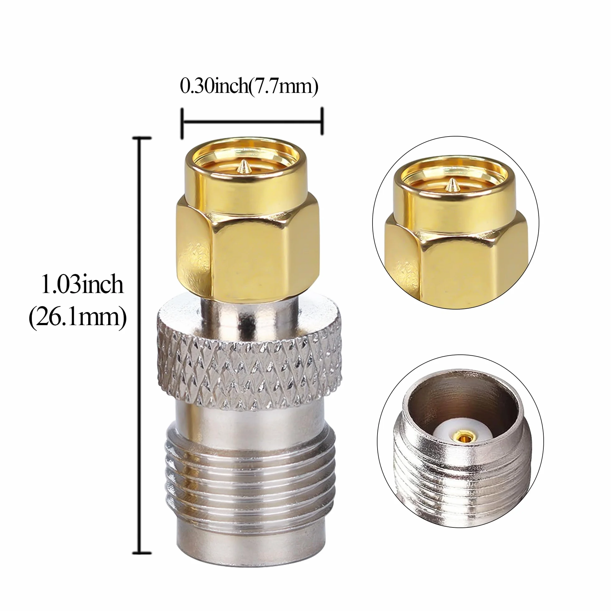 Adaptador SMA a TNC, Conector Coaxial SMA Macho a TNC Hembra 2 Piezas