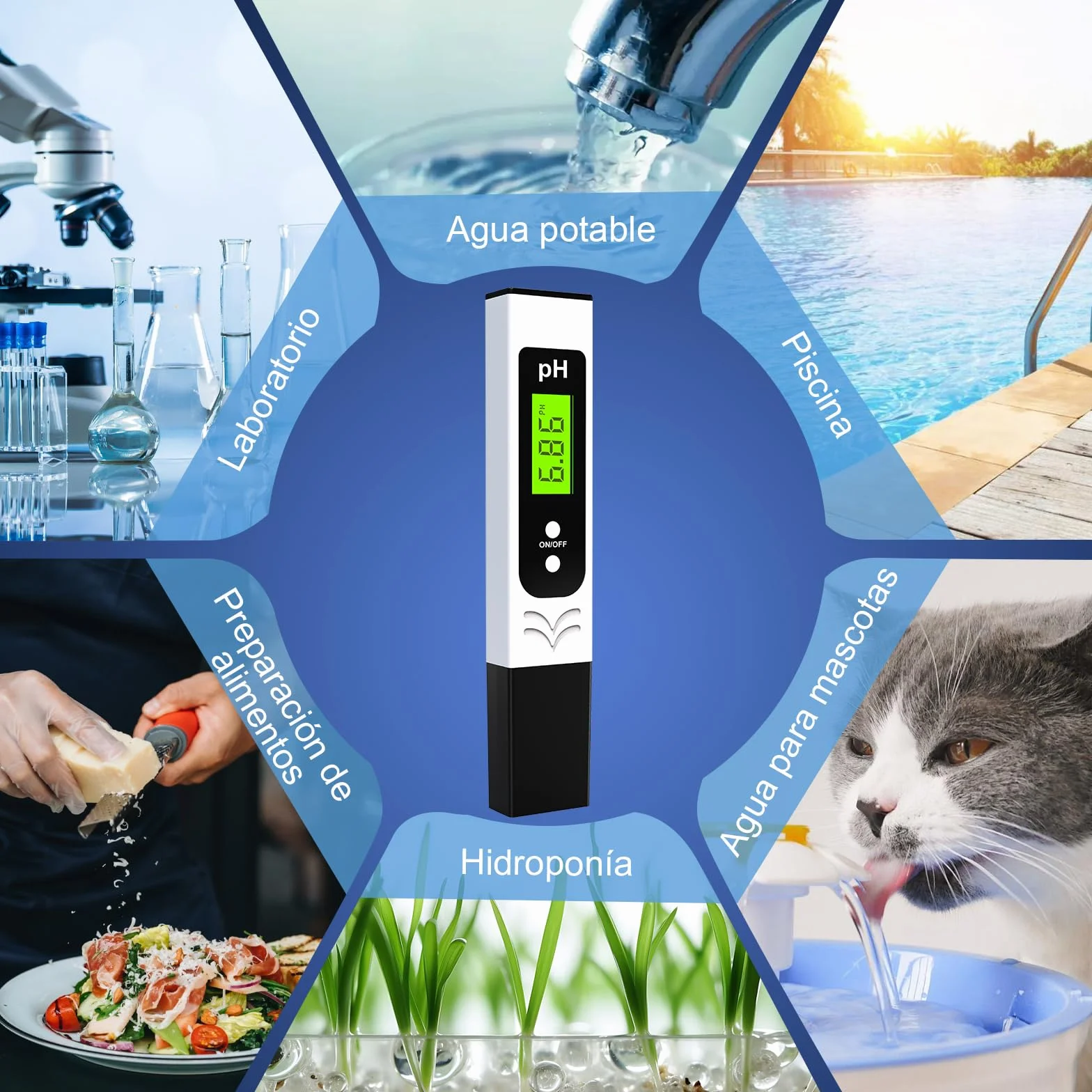 Medidor de pH de alta Precisión ± 0,01 para Piscina y Agua Potable con Pantalla LCD