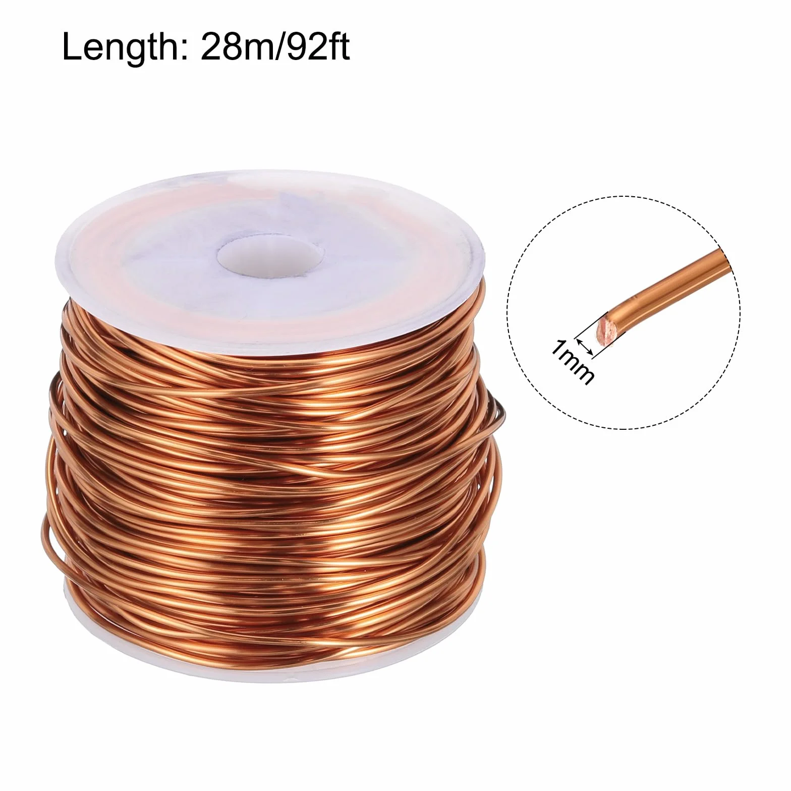 QUARKZMAN Alambre Magnético de Cobre Esmaltado 1mm 28m 92Ft 200G 155C para Bobinado Transformadores Inductores