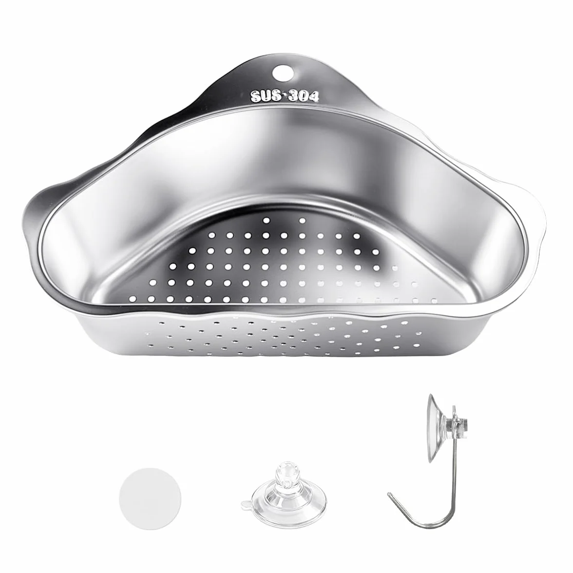 Colador para Fregadero de Cocina Cesta de Desagüe de Acero Inoxidable Triangular