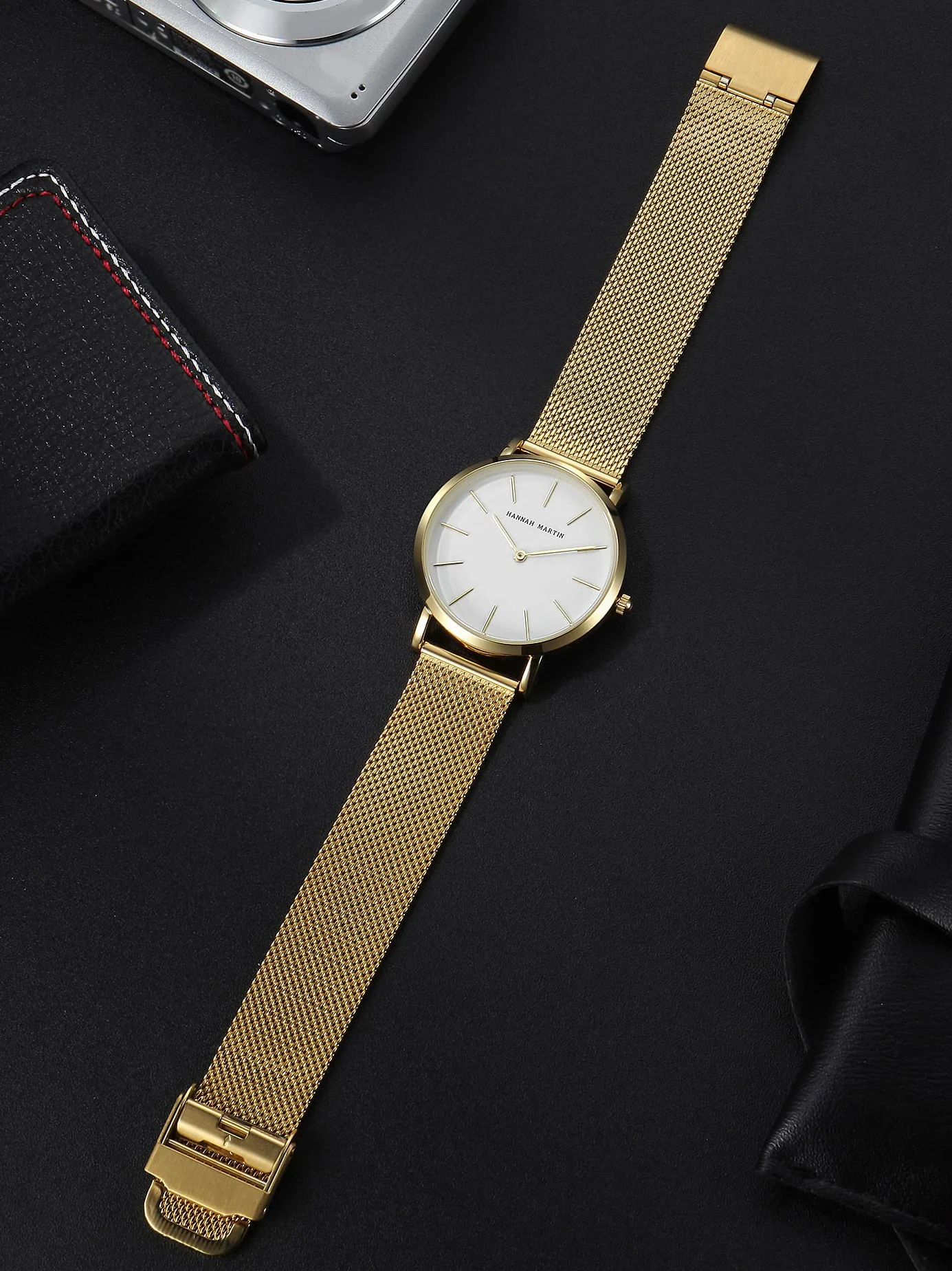 HANNAH MARTIN Reloj de Cuarzo para Mujer Banda Malla Acero Inoxidable Ultra Delgado
