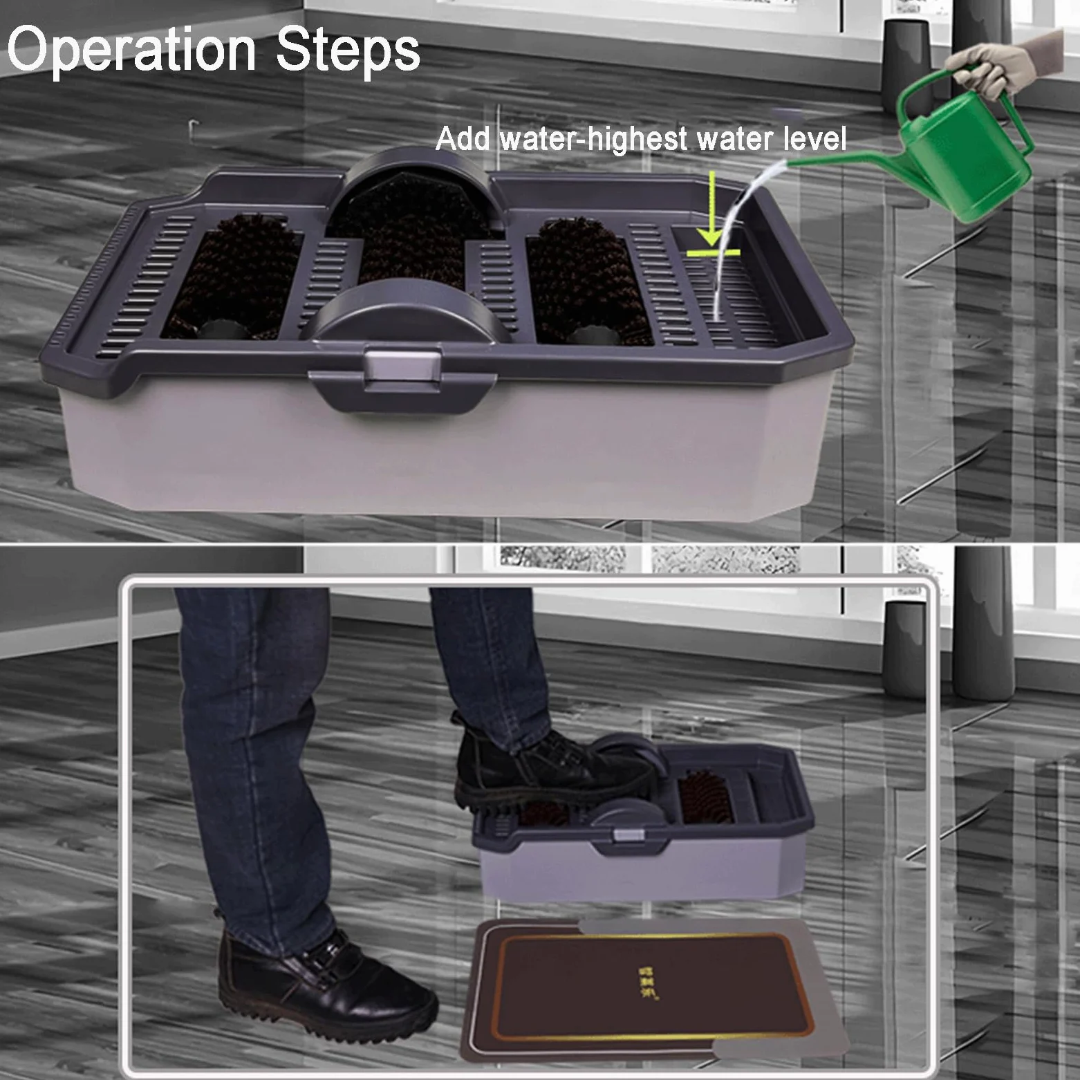 Máquina de limpieza de suela de zapatos, tapete de autoservicio para zapatos, con tapete absorbente, no necesita energía, cepillos de lavado de calzado para el hogar, oficina, entrada comercial