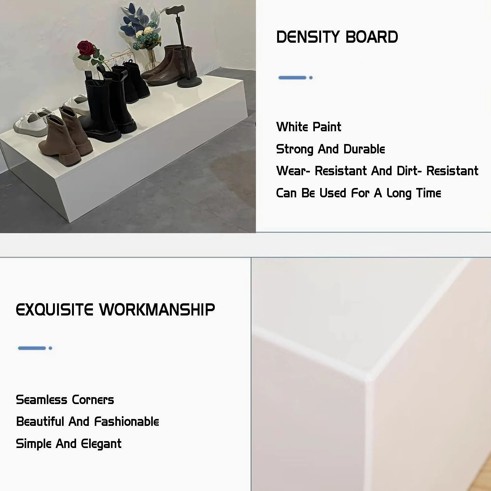 Pedestal de exhibición de maniquí blanco grande - Base cuadrada para tienda de novias, ideal para catering, postres, figuras de joyería y artículos de colección - 150 x 50 x 10 cm (Negro 30 x 30