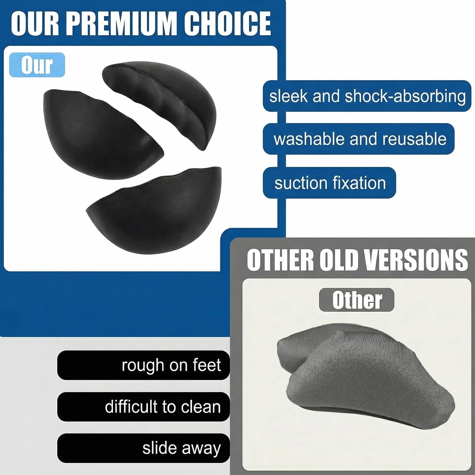 Pack de 2 Pares de Relleno para Zapatos Grandes, Ajustador de Talla de Calzado Reutilizable, Almohadillas Suaves para Puntera de Calzado Holgado, Talla M, Negro