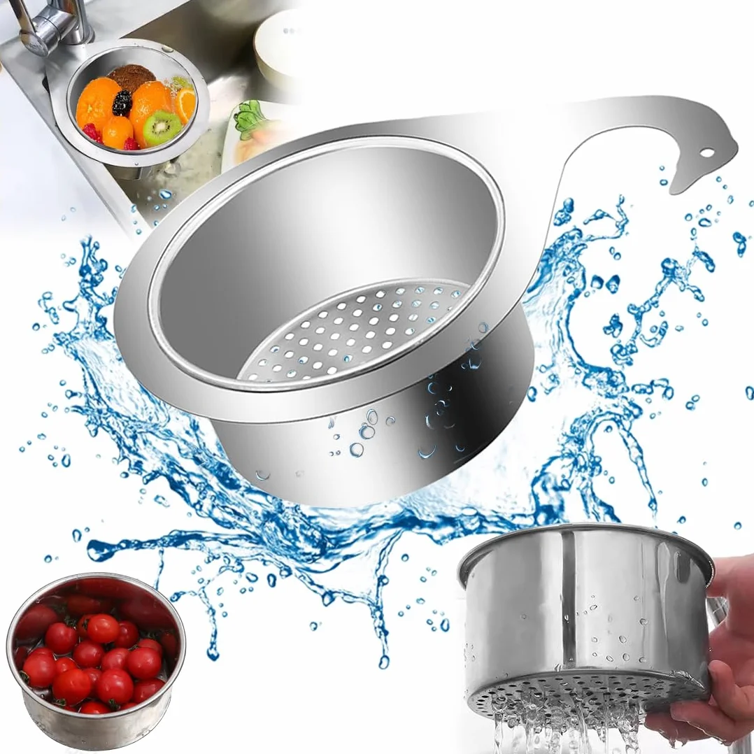 Cesta de Drenaje de Acero Inoxidable en Forma de Cisne para Fregadero, Filtro de Cocina Multifuncional, 2 Piezas