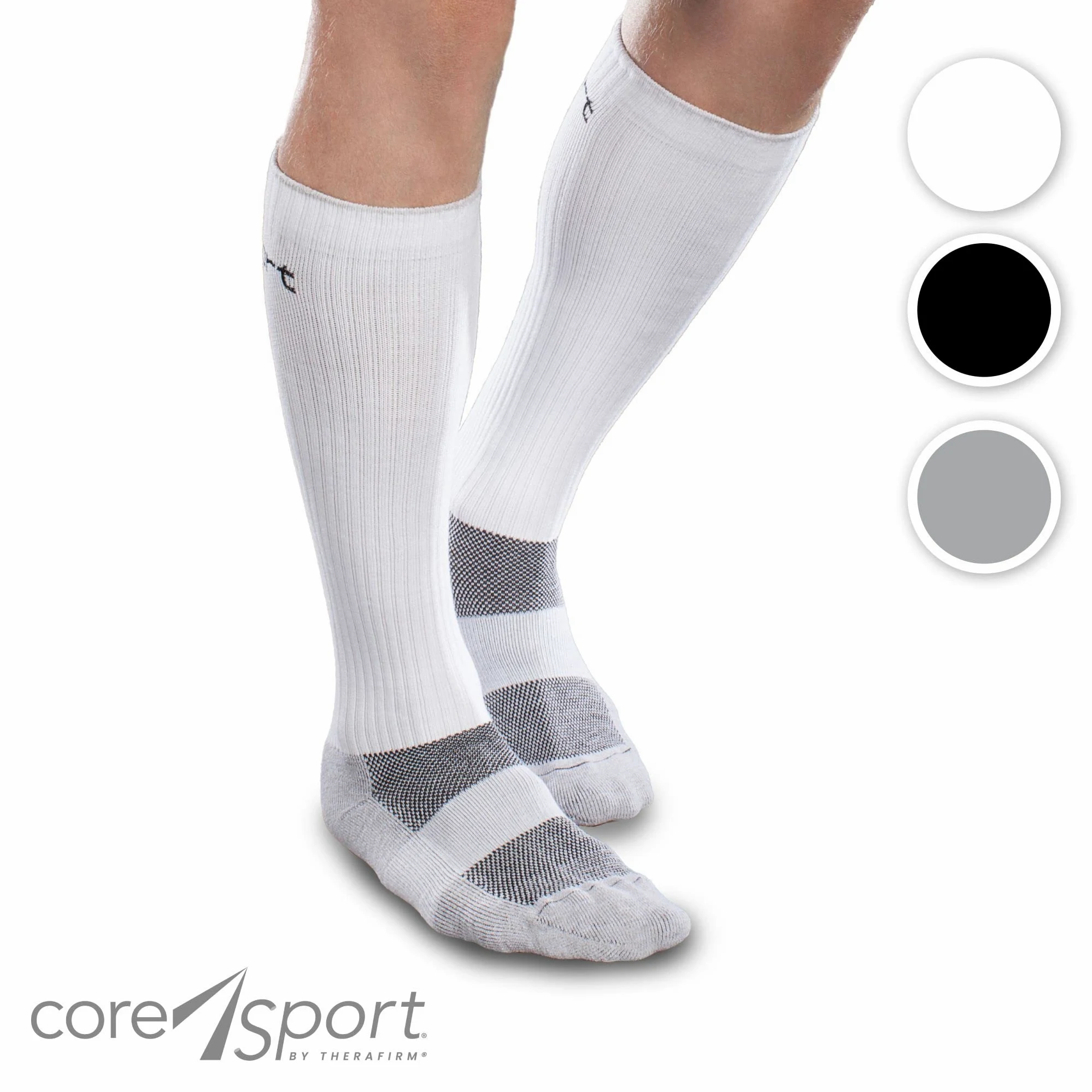 Calcetines de compresión de rendimiento atlético, compresión moderada de 20-30 mmhg (negro, grande)