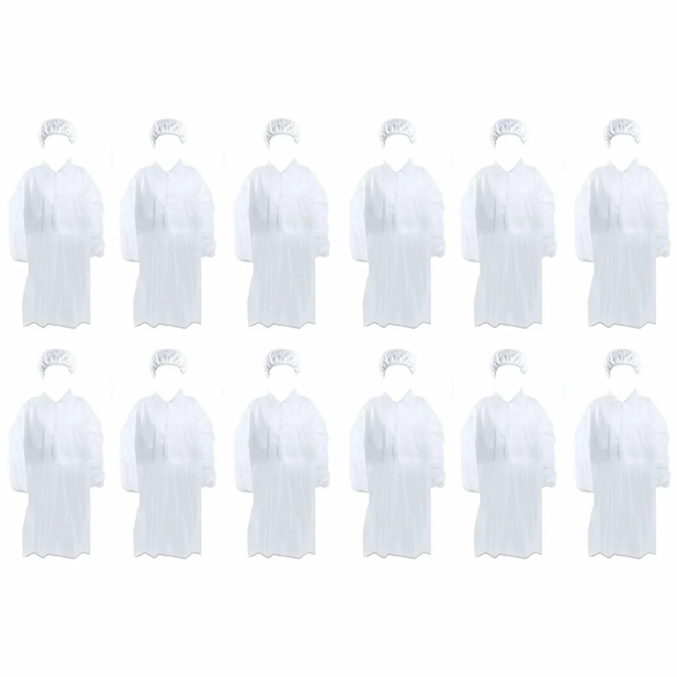 Tradineur - Traje Protector de Trabajo, TNT, Cierre con Botones y Gorro, Mono desechable, protección, Multiusos, Unisex (Blanco - Talla única)