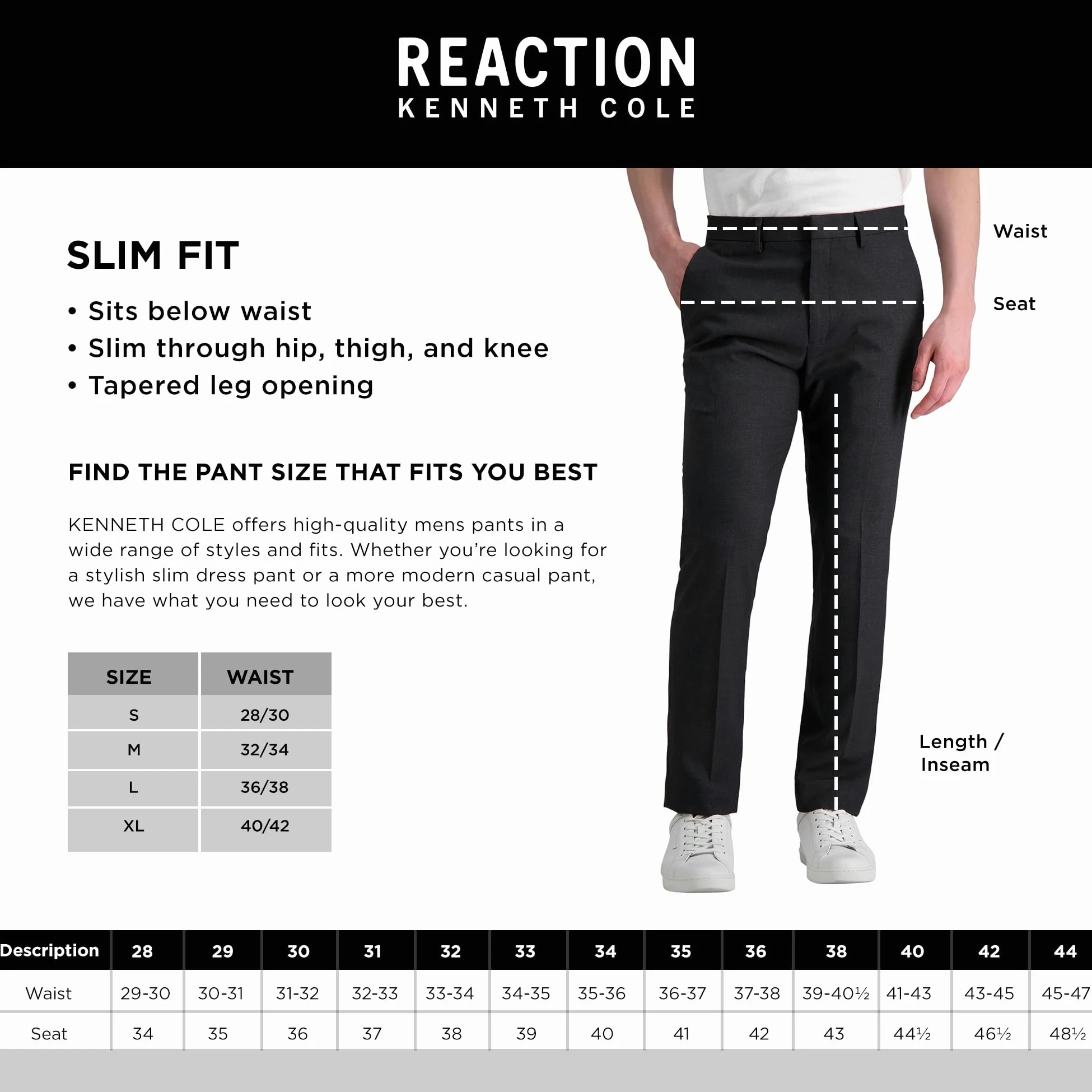 Kenneth Cole Reaction Premium Stretch Texture Weave Slim Fit Dress Pant - Pantalones para Vestir Hombre