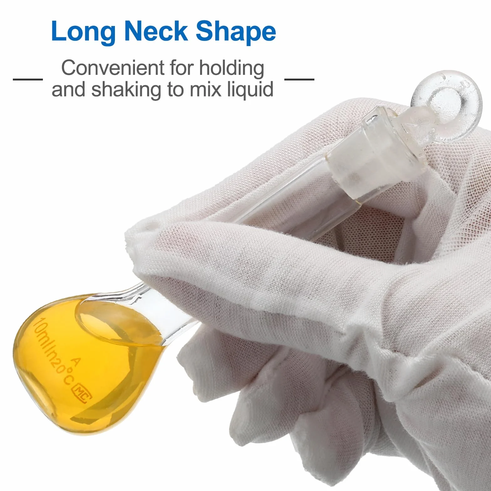 Matraz Volumétrico de 10 ml, 2 Unidades, Vidrio Borosilicato 3.3 con Tapón de Vidrio