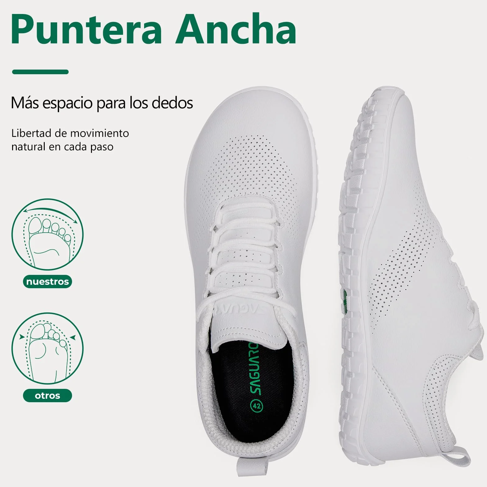 SAGUARO Zapatillas Barefoot Hombre, Calzado Minimalista Ligero con Puntera Ancha & Zero Drop para Caminar al Aire Libre Casual, Tallas 39-48