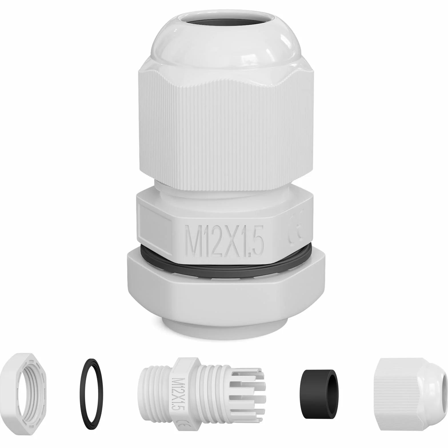 Prensaestopa M12 IP68 Impermeable 3-6,5 mm Rosca Métrica Blanco