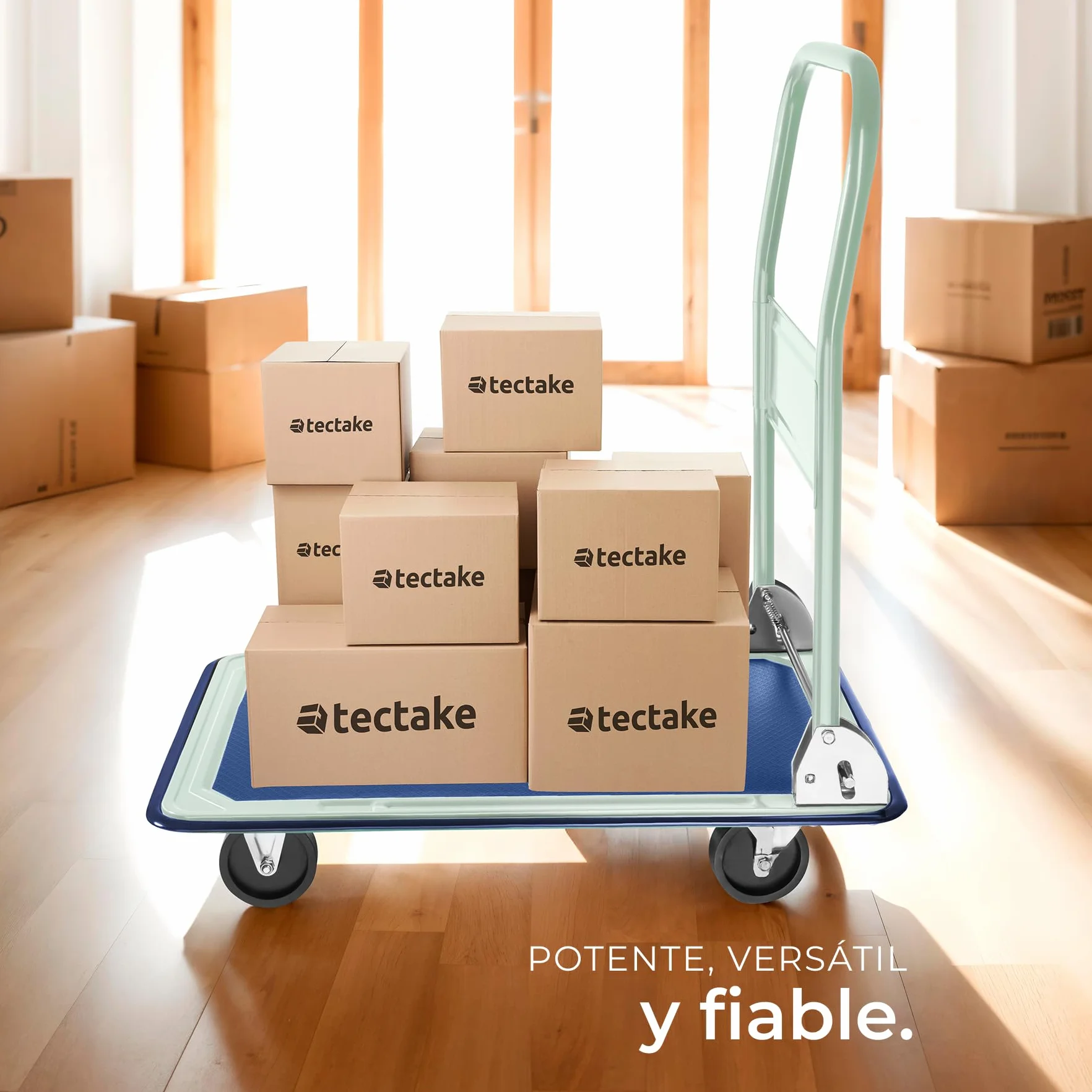 Tectake Carretilla Plegable de Mano 150 Kilos, Carro Transporte con 2 Ruedas Fijas y 2 Giratorias, 73x47x83 cm