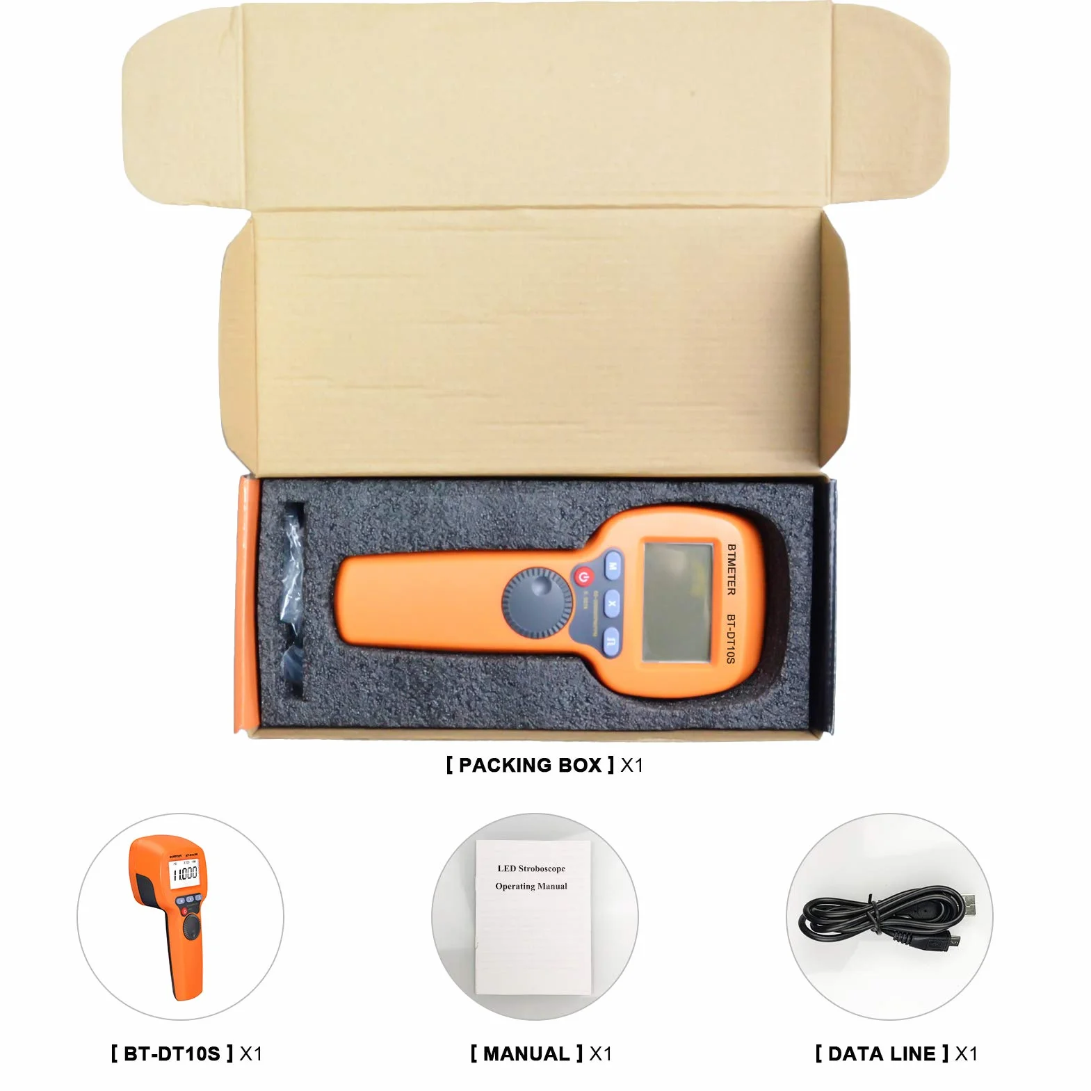 BTMETER Estroboscopio Digital 60-99999 RPM Tacómetro LED Alta Precisión Medidor de Velocidad